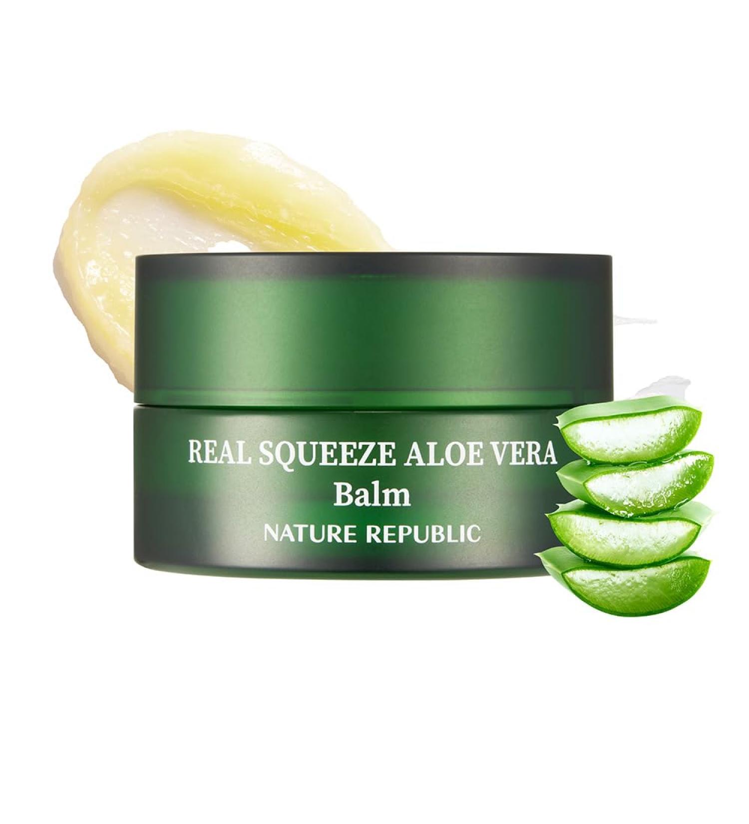 Nature Republic Real squeeze aloe vera Balm Skin Relief & Moisturizing Multi Balm Hydrating Glow for Face and body After Sun & Aftershave Korean beauty Skin Care for All Skin Types 25g / 0.88oz Balm 1 Count (Pack of 1) - Buy Online on GoSupps.com