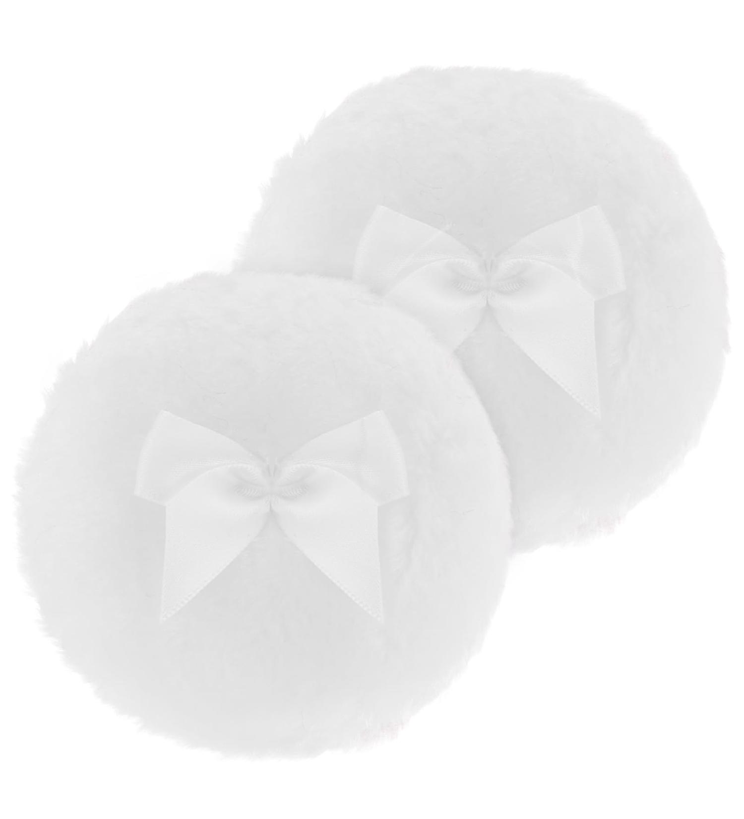 Sibba Large Fluffy Powder Quack - 10.2 cm Ultra-Hood Washable Velor Make-up Tool for Loose Powder - White | Reusable Face & Body Applicator - Buy Online on GoSupps.com