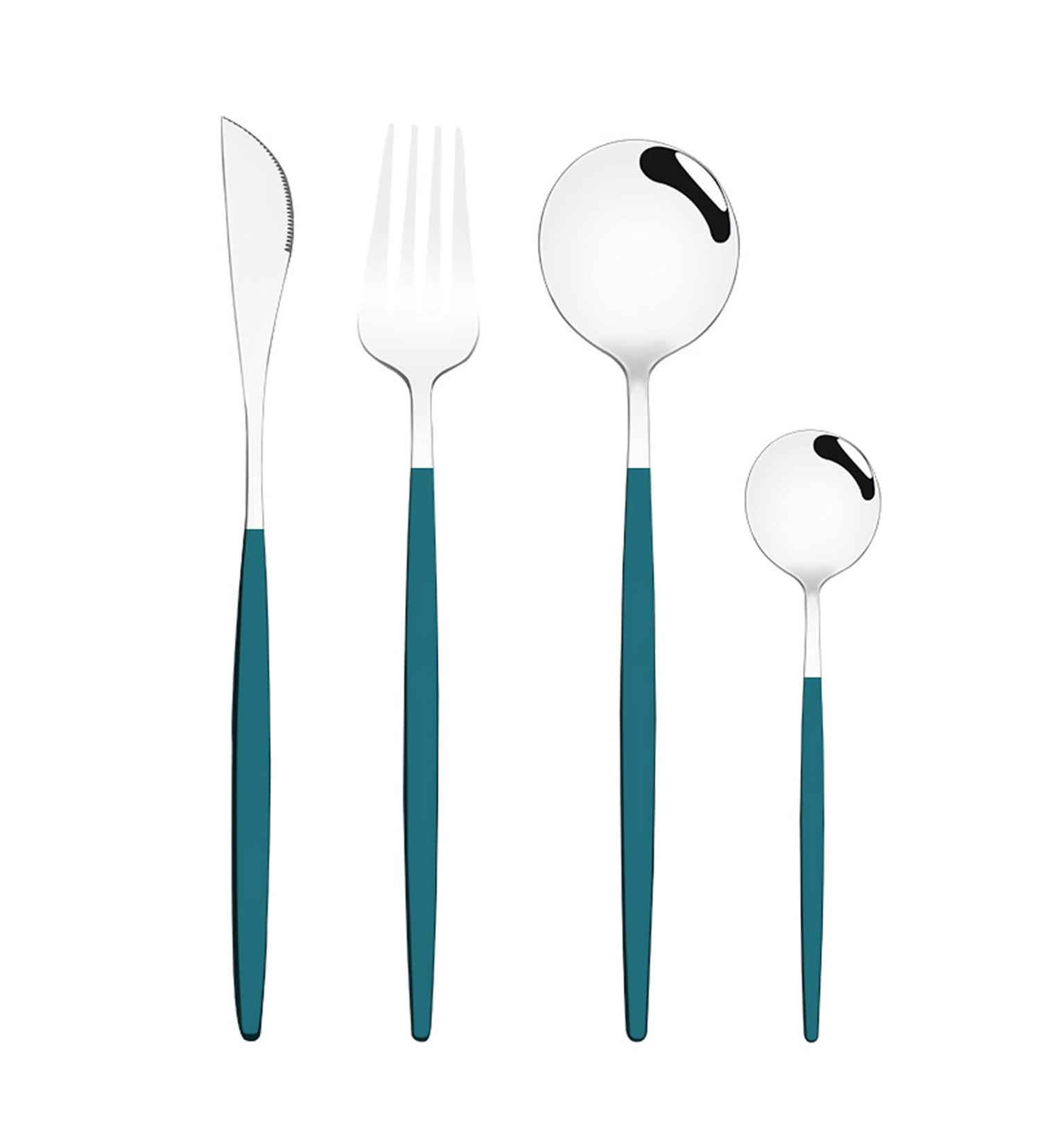 Cutlery Sets Portable Cutlery Set Cutlery Sets 4 Piece for Big Family Camping Picnic Kitchenware (Size : Silver+Green) - Buy Online on GoSupps.com
