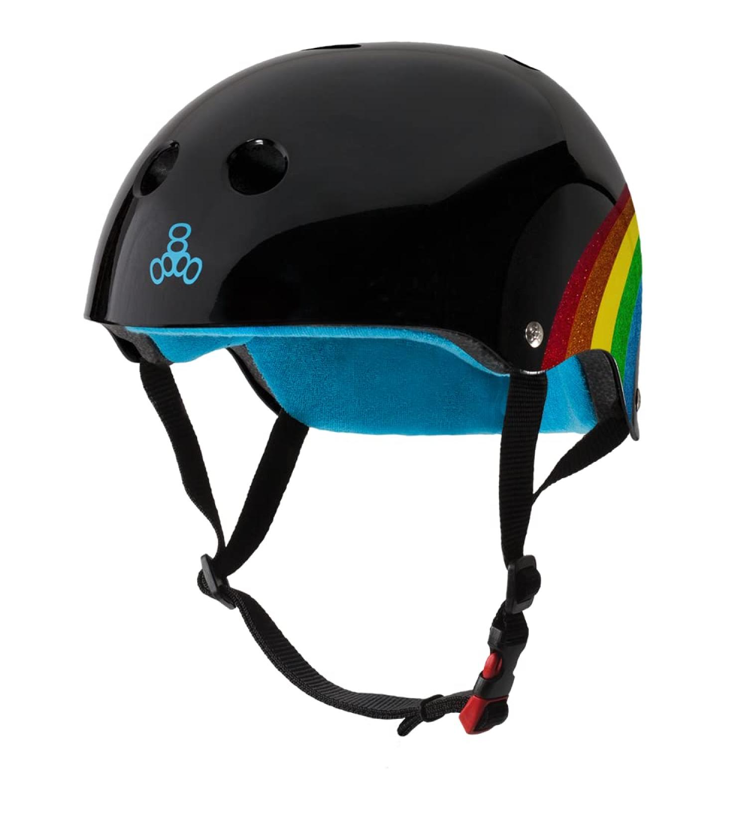 Triple Eight Certified Sweatsaver Helmet - Rainbow Sparkle Black (L/XL) for Skateboarding, BMX, Roller Skating - Buy Online on GoSupps.com