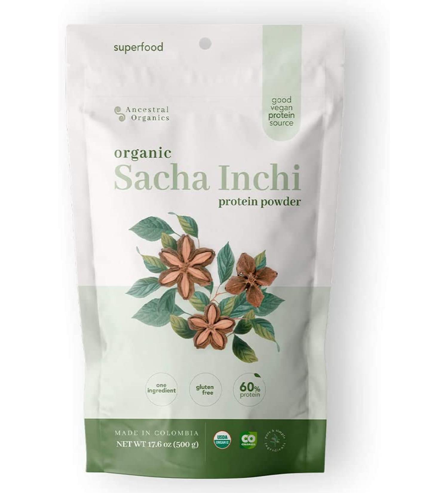 ANCESTRAL ORGANICS USDA Organic Sacha Inchi Protein Powder 17.6oz - High Omega-3 & Amino Acids  Delicious & Highly Digestible Complete Protein - 100% Allergen Free - Buy Online on GoSupps.com