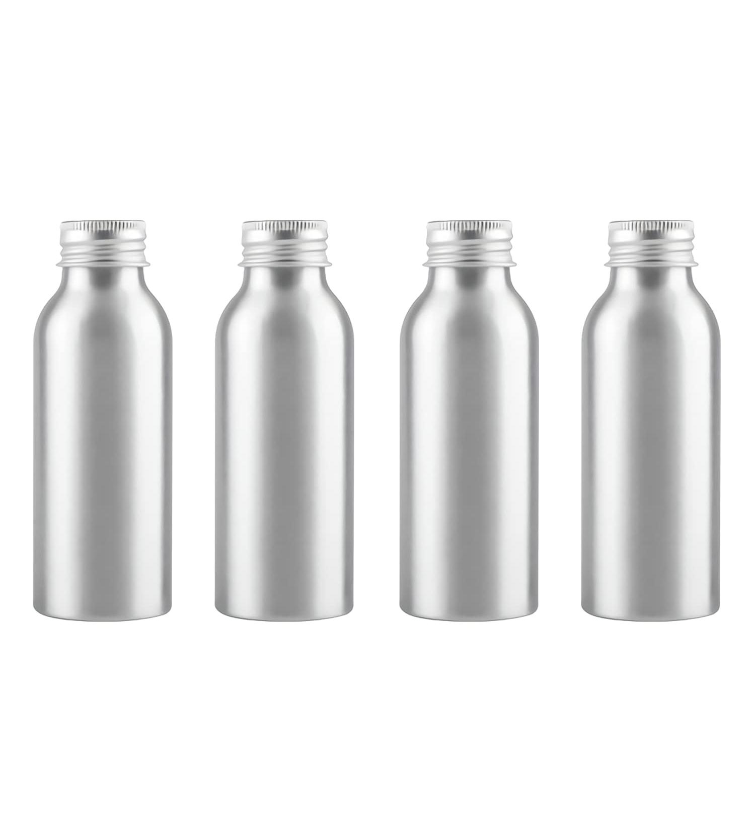 Zeoabsy 4-Pack 100ml Silver Aluminum Bottles - Empty Screw Caps for Cosmetics Oils & Travel - Buy Online on GoSupps.com