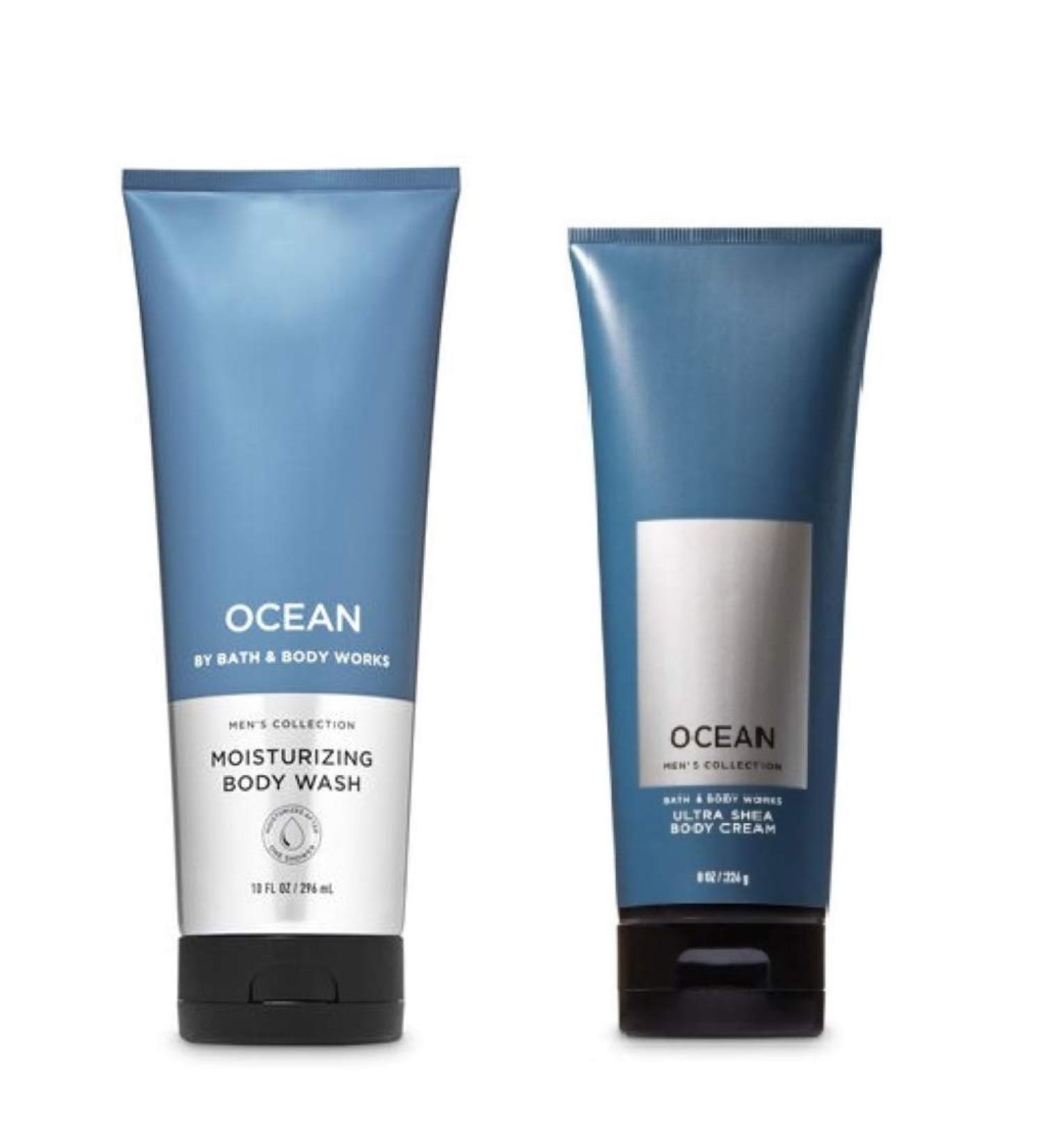 Bath and Body Works Ocean - Moisturizing Body Wash and Body Cream - 2 pc Bundle