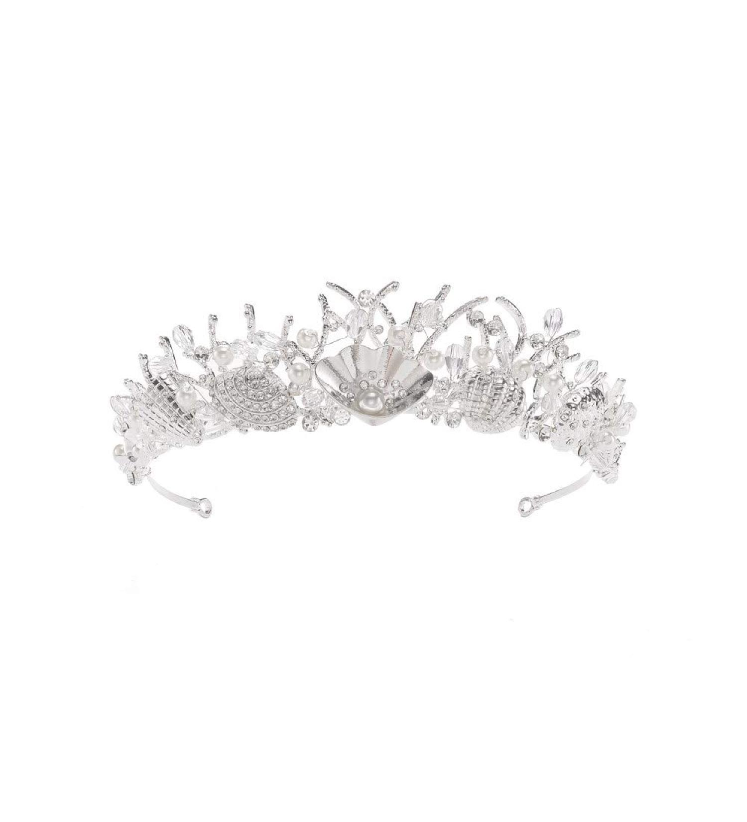 Bride Silver Shell Crystal Crown - Wedding Tiara Headpiece for Sunshinesmile Bride | Elegant Wedding Hair Jewelry & Accessories - Buy Online on GoSupps.com