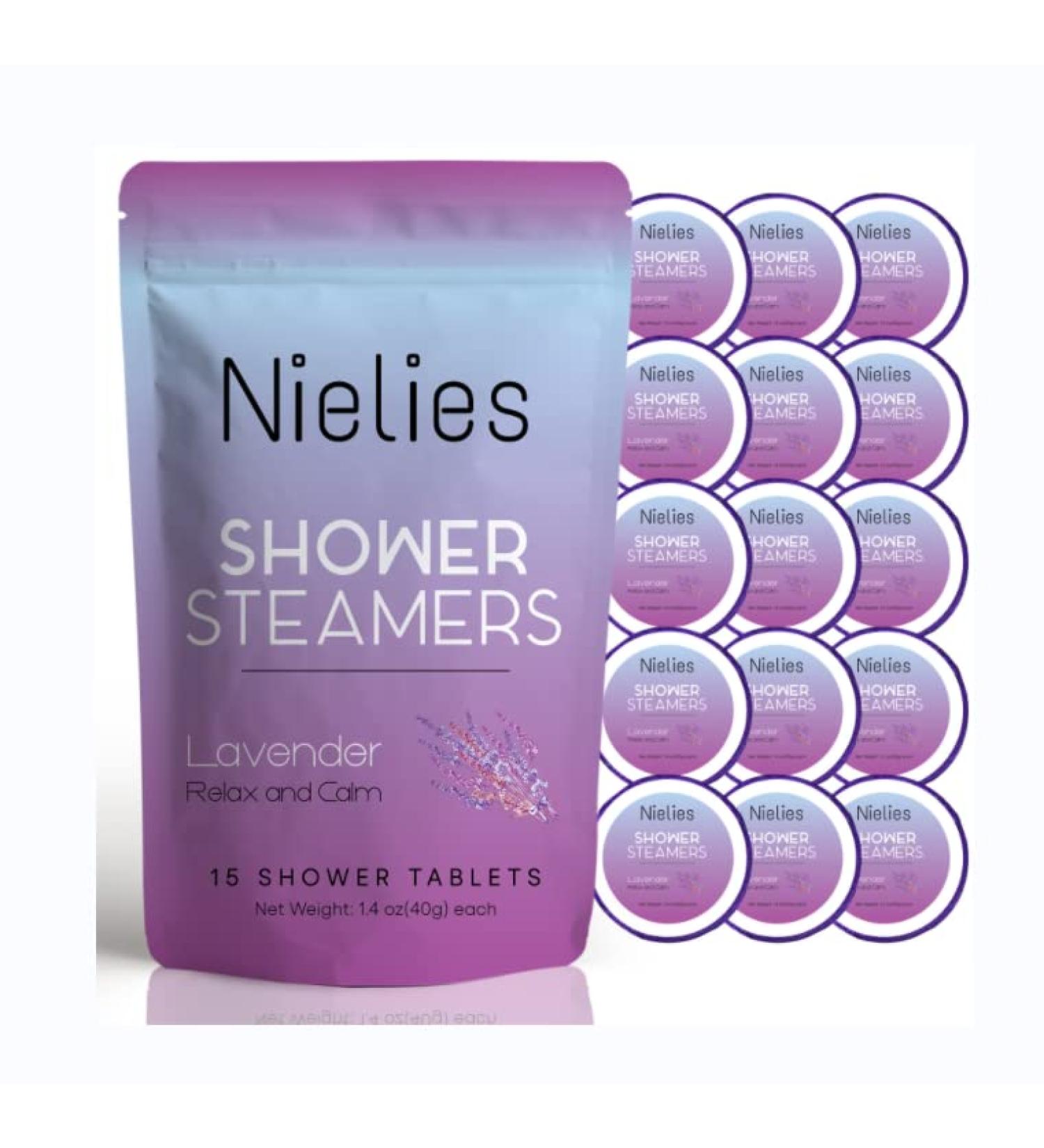 Nielies Lavender Shower Steamers 18pc Aromatherapy Gift Set- Organic Essential Oils for Relaxation & Stress Relief | Shower Bombs for Selfcare- Women & Men - Buy Online on GoSupps.com
