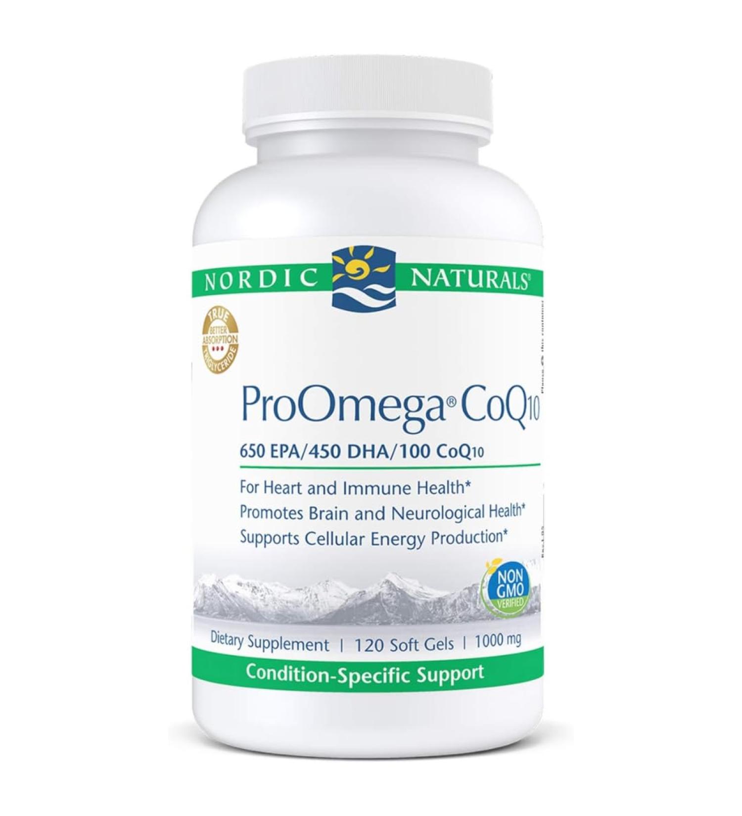 Nordic Naturals ProOmega CoQ10 - 120 Soft Gels | 650 mg EPA 450 mg DHA & 100 mg CoQ10 | Premium Fish Oil Supplement - Worldwide Shipping - Buy Online on GoSupps.com