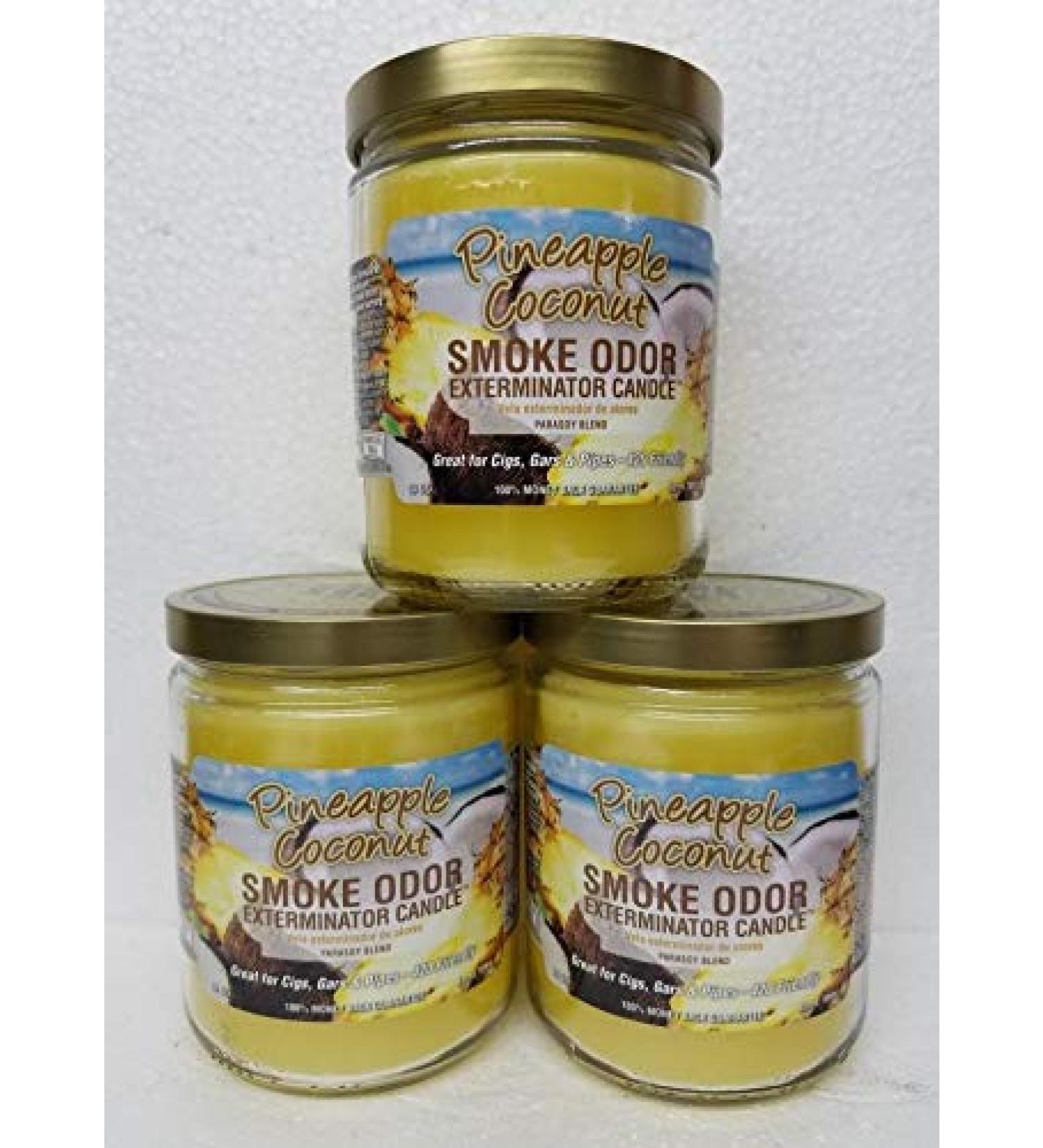 Smoke Odor Exterminator 13 oz Jar Candles Pineapple & Coconut (3)