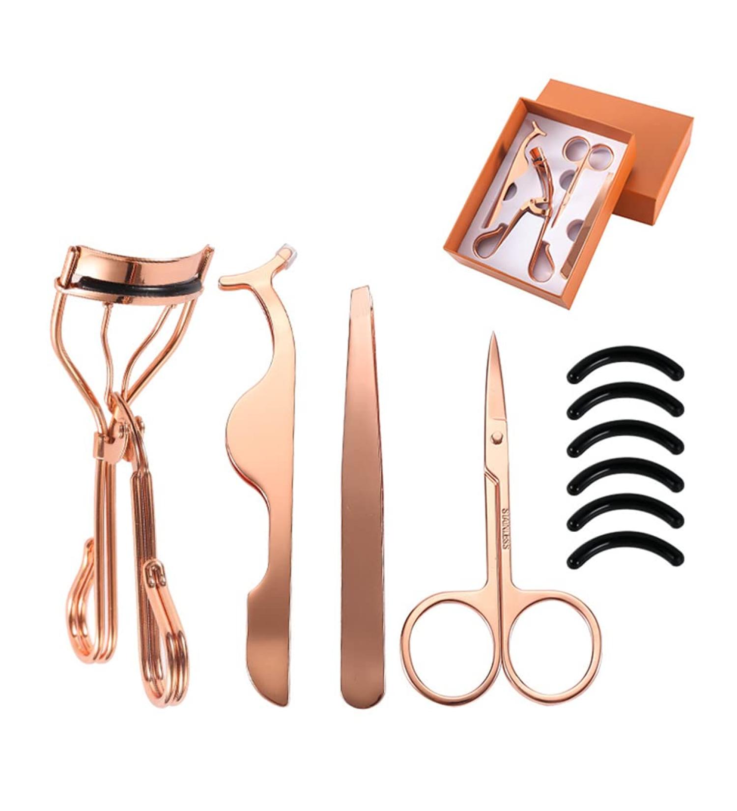 4Pcs Professional Grafting Eyelash Tools Set - Stainless Steel Tweezers Eyebrow & Eyelash Curler - Ultimate Makeup Accessories for Flawless Beauty - Buy Online on GoSupps.com