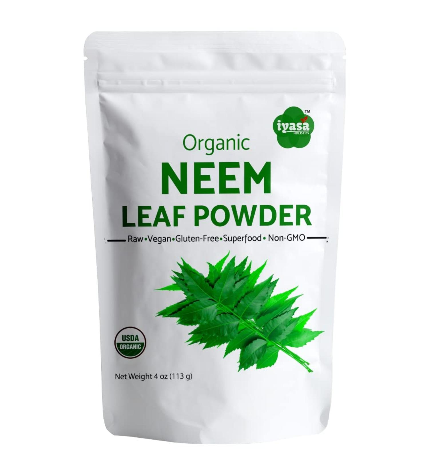 Iyasa Holistics USDA Organic Neem Leaf Super Greens Powder 4 oz - Blood & Liver Purification, Healthy Hair & Skin - Resealable Bag - 113g - Buy Online on GoSupps.com