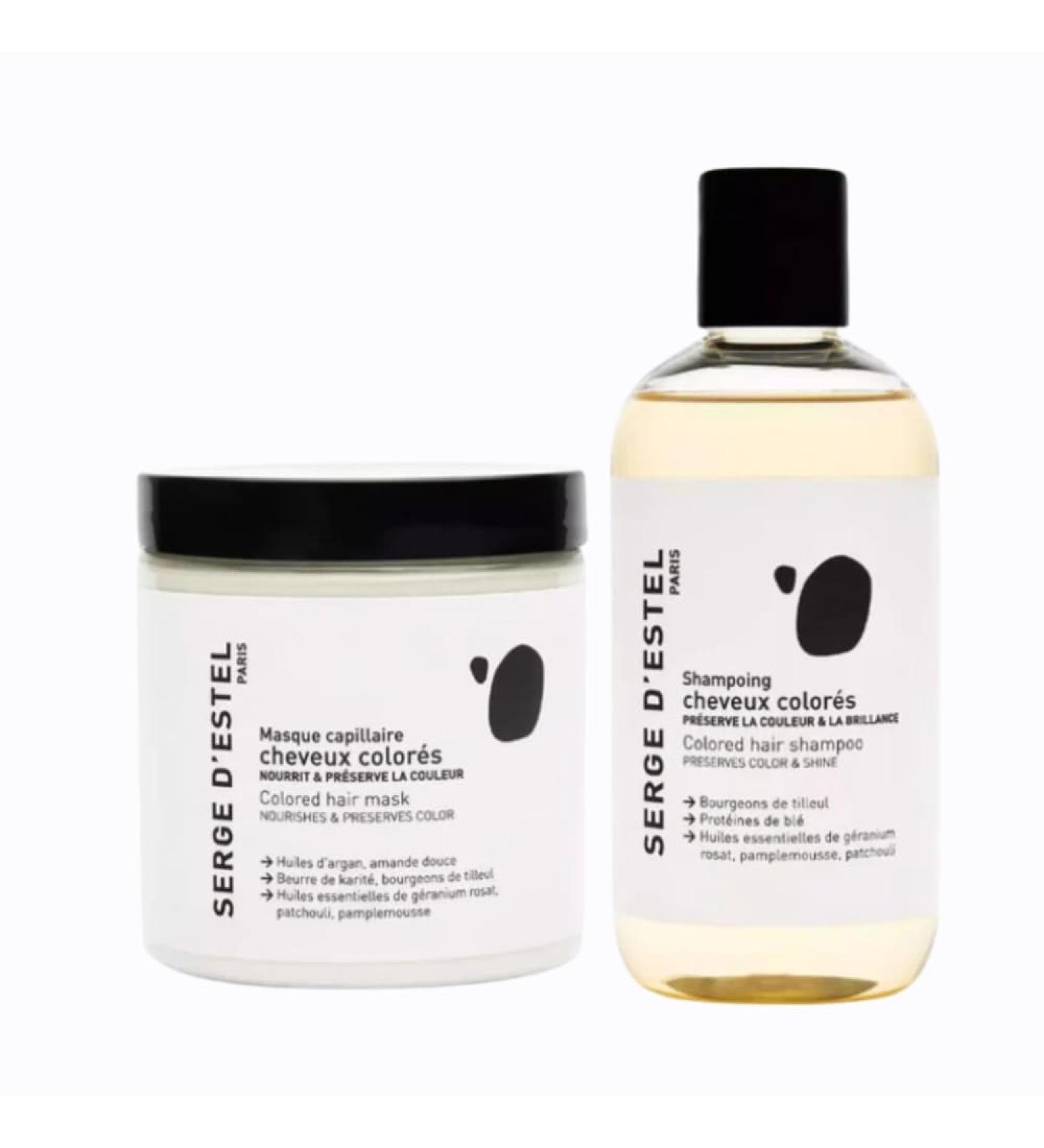 SERGE D'ESTEL PARIS - Colored Hair Care 500ml Shampoo and Mask for Colored Hair Nourishes Moisturizes Hair Protects & Prolongs Plant Coloring Natural Care 100% Vegan Made in France - Buy Online on GoSupps.com