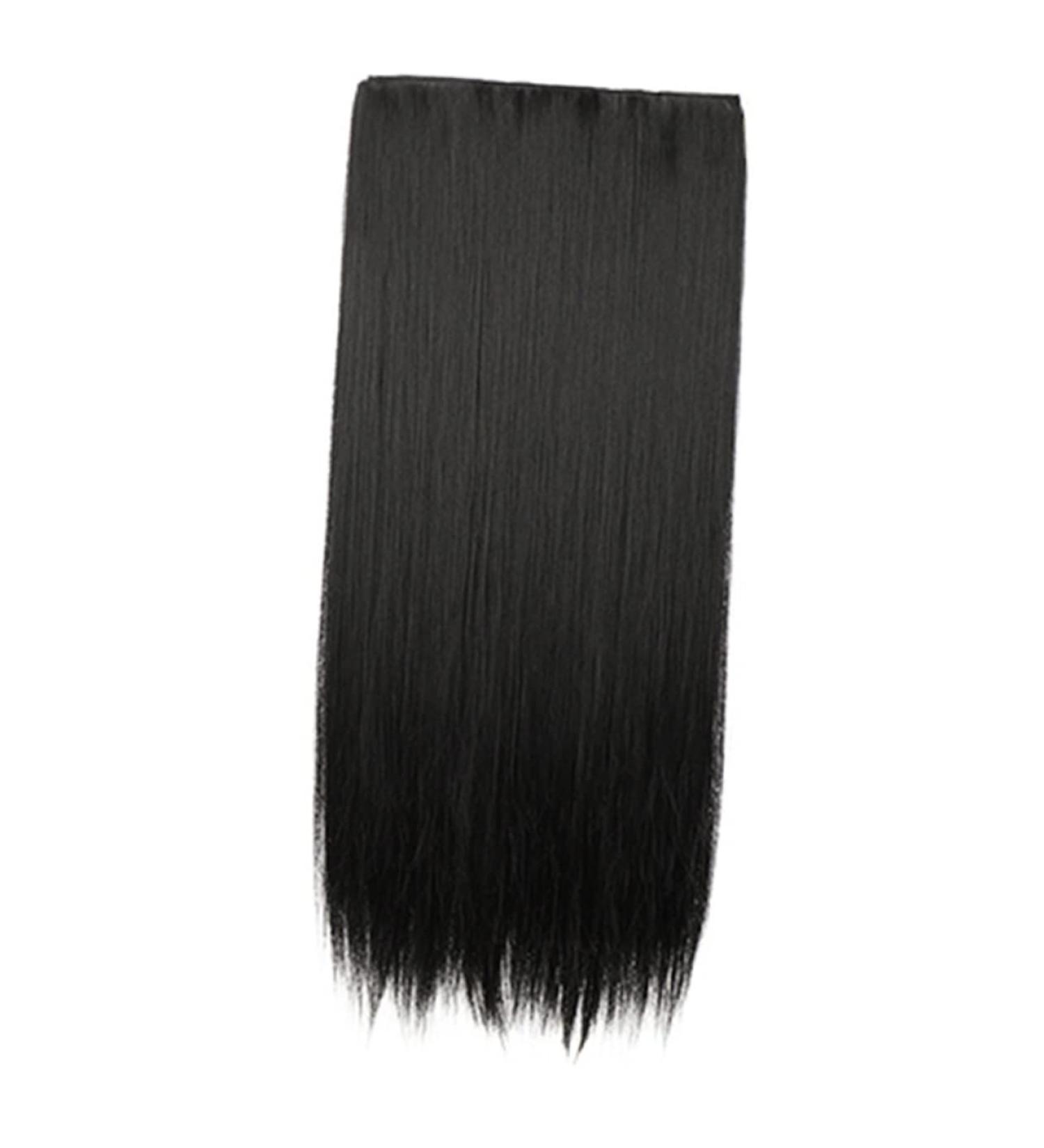 Beatifufu Piece Long Straight Hair Wig Hair Extensions Clip in Human Hair Dark Brown Hair Extensions Jet Black Wig Women Hair Extensions Natural Hair Accessories Miss High Temperature Wire 80X15CM Black - Buy Online on GoSupps.com