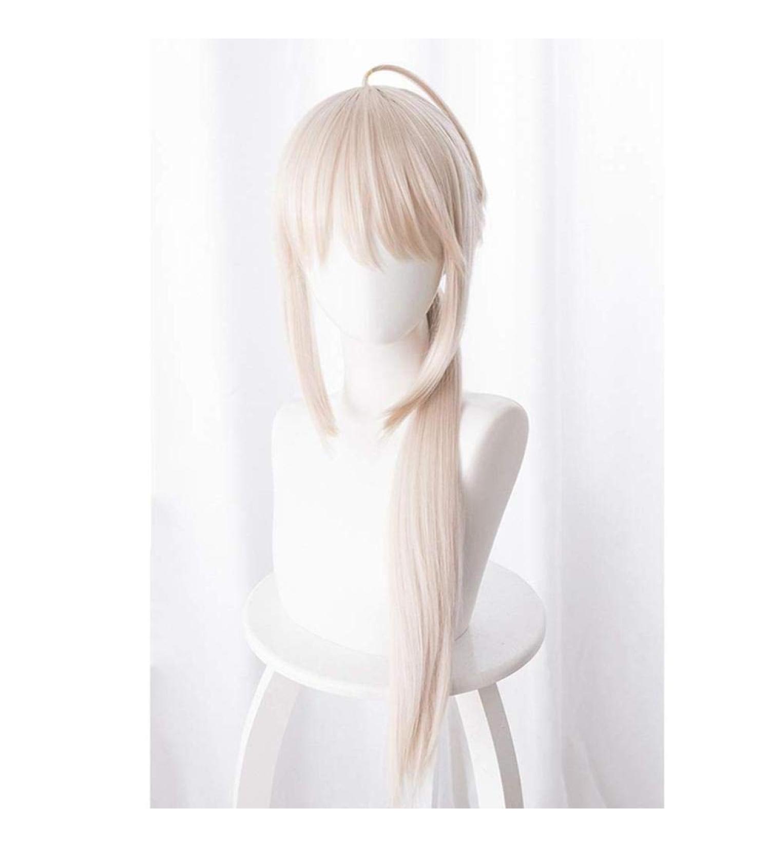 Anime Cosplay Hairpieces - Light Pink 16 Long Straight Ponytail Wigs | High-Temperature Resistant Fiber - Buy Online on GoSupps.com