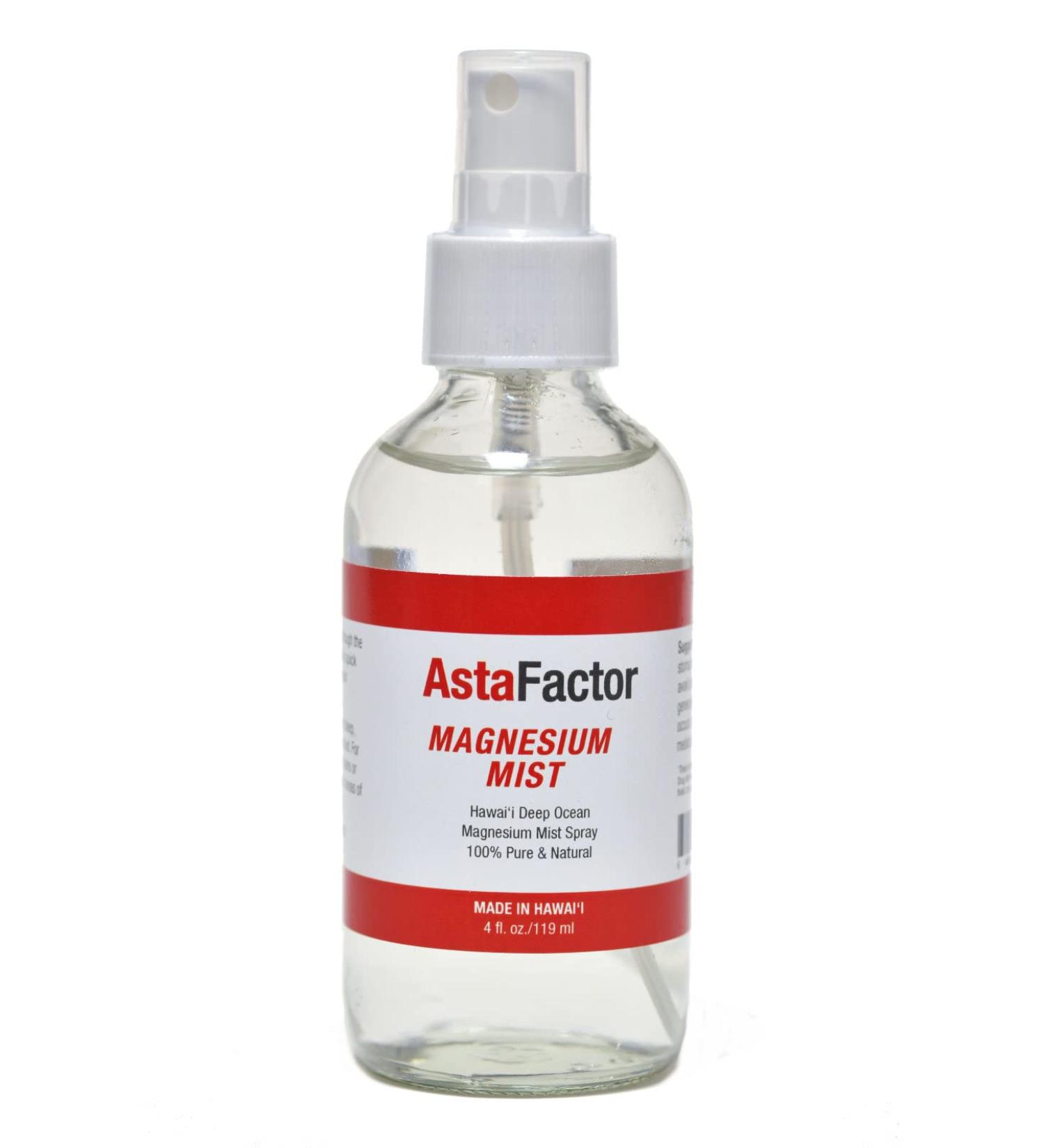 AstaFactor Hawaii Deep Ocean Magnesium Mist Spray 100% Pure & Natural 4oz. Bottle  Pure Magnesium Chloride  Made in Hawaii