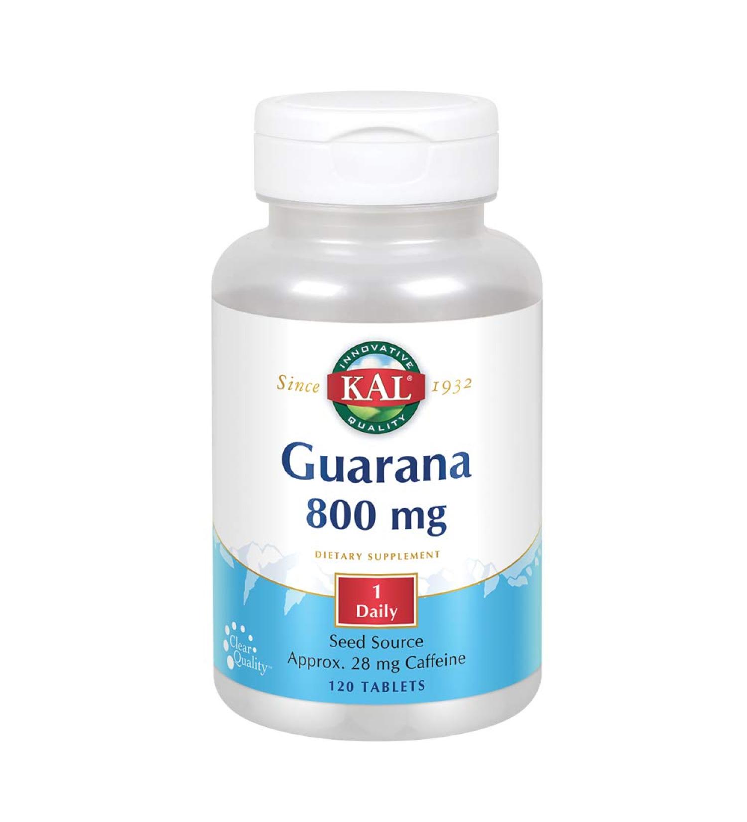 KAL Guarana 800 | 28mg Natural Caffeine | Healthy Energy & Focus Support | 120 Tablets - Buy Online on GoSupps.com