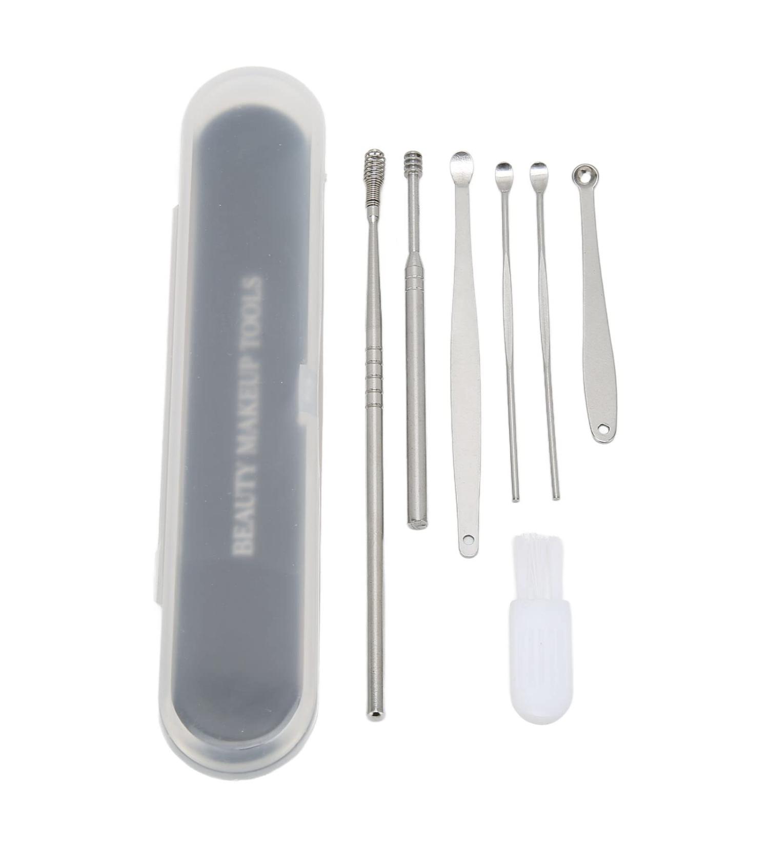 7-in-1 Ear Wax Remover Tool Set - Portable Stainless Steel Ear Cleaning Kit with Brush & Storage | International Shipping Available - Buy Online on GoSupps.com