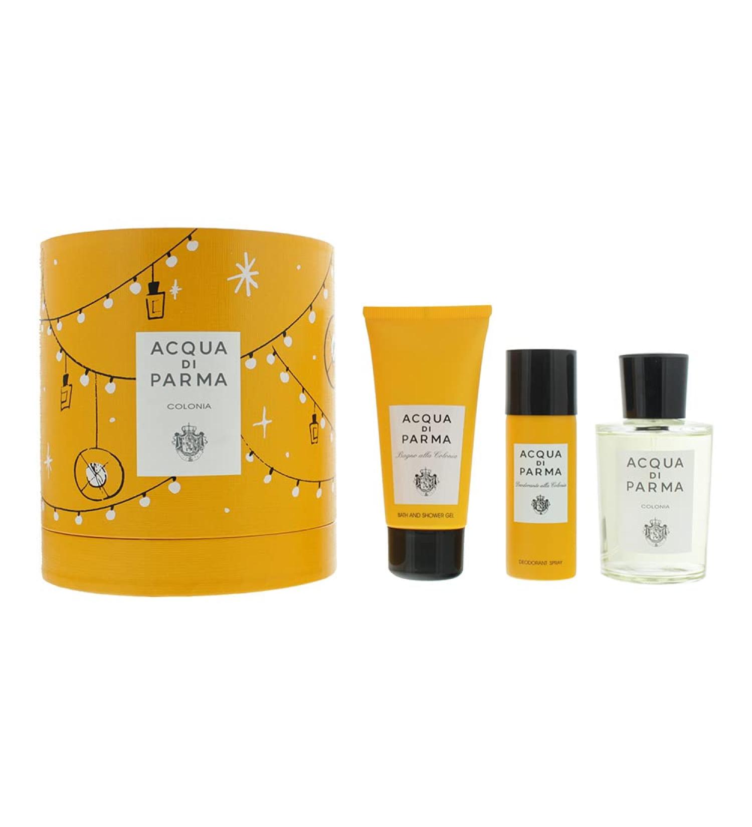 Acqua Di Parma Colonia Unisex 3-Piece Set (3.4 Oz Eau De Cologne + 2.5 Oz Hair and Shower Gel + 1.7 Oz Deodorant Spray) - Buy Online on GoSupps.com