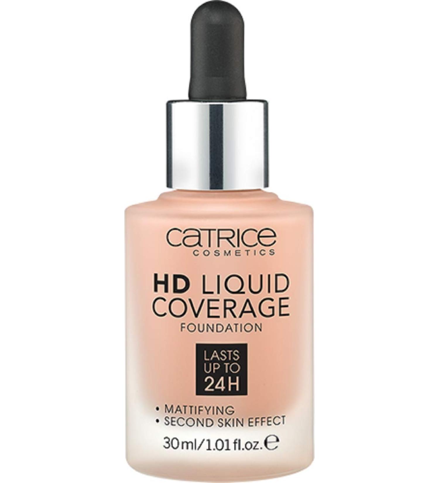 Catrice HD Liquid Coverage Foundation No. 040 nude long -lasting matt matt for impure skin vegan oil -free waterproof without alcohol 3x30ml) 040 warm beige 30 ml (3 -pack)
