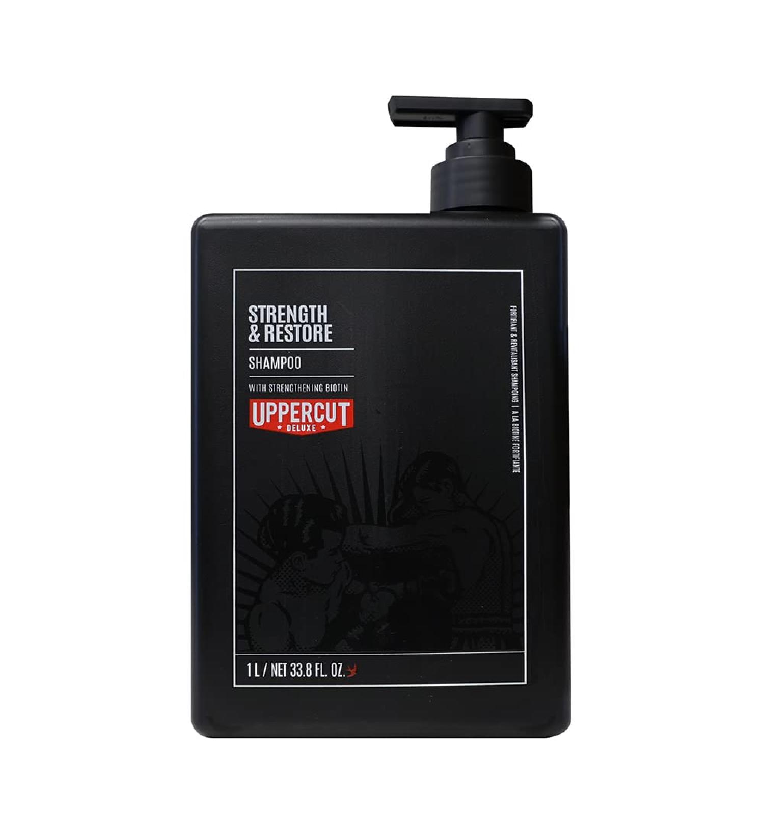 Uppercut Deluxe Strength and Restore Shampoo Designed For All Hair Types and Infused with Biotin & Caffeine to Promote Healthy Growth 1 Litre - Buy Online on GoSupps.com