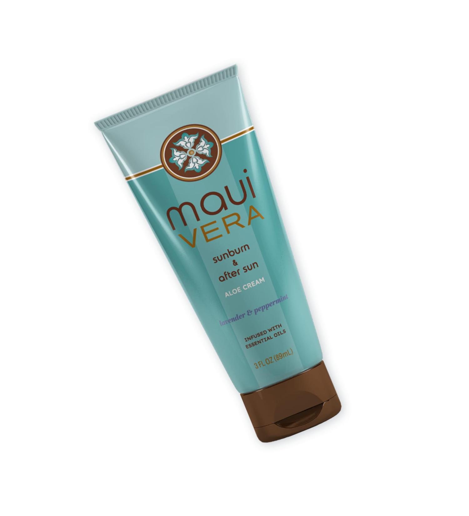Maui Vera: 3.0 oz Sunburn & After Sun Cream/Lotion w/Lavender & Peppermint Essential Oils