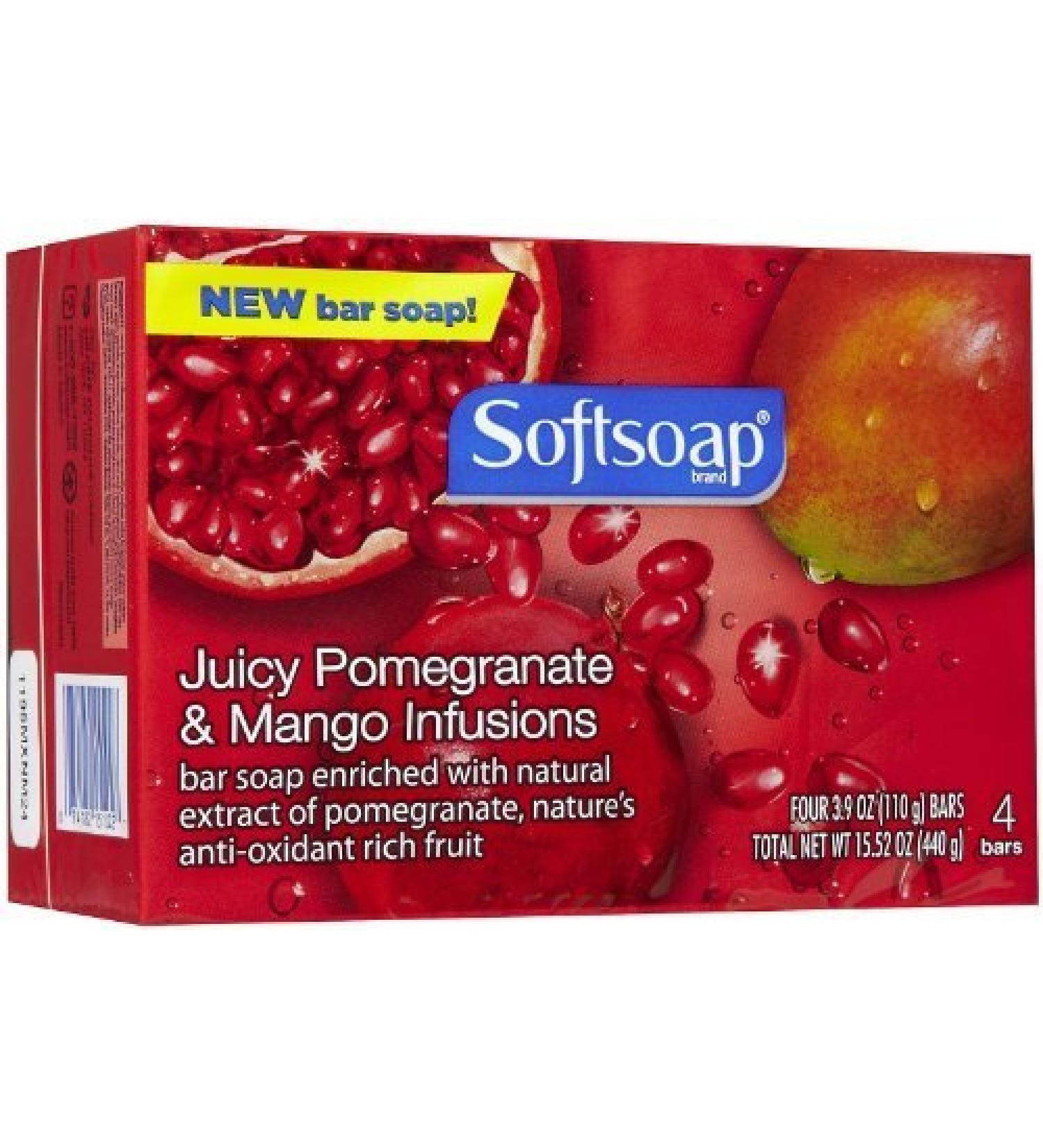Softsoap Juicy Pomegranate & Mango Infusions Bar Soap- 4 PK