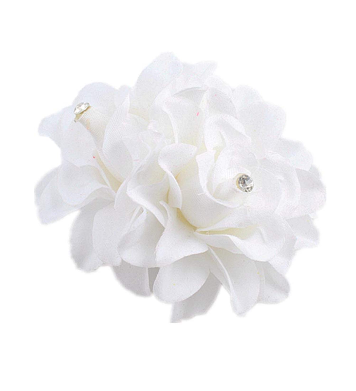 AKOAK New Beauty Women's Bridal Wedding Rhinestone Orchid Hair Clip Barrette Bridal Wedding Party Women Accessories (1Pcs White)