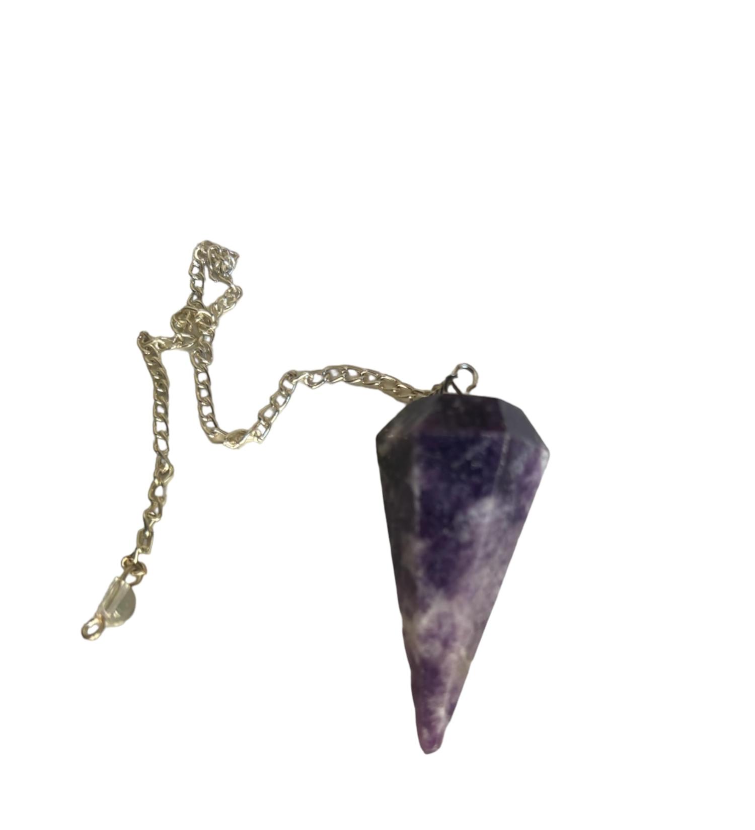 Buy Lepidolite Crystal Pendulum - Natural Stone Hexagonal Pendulum for Reiki Wicca & Meditation | Vintage Design for Dinghy Rod - Buy Online on GoSupps.com