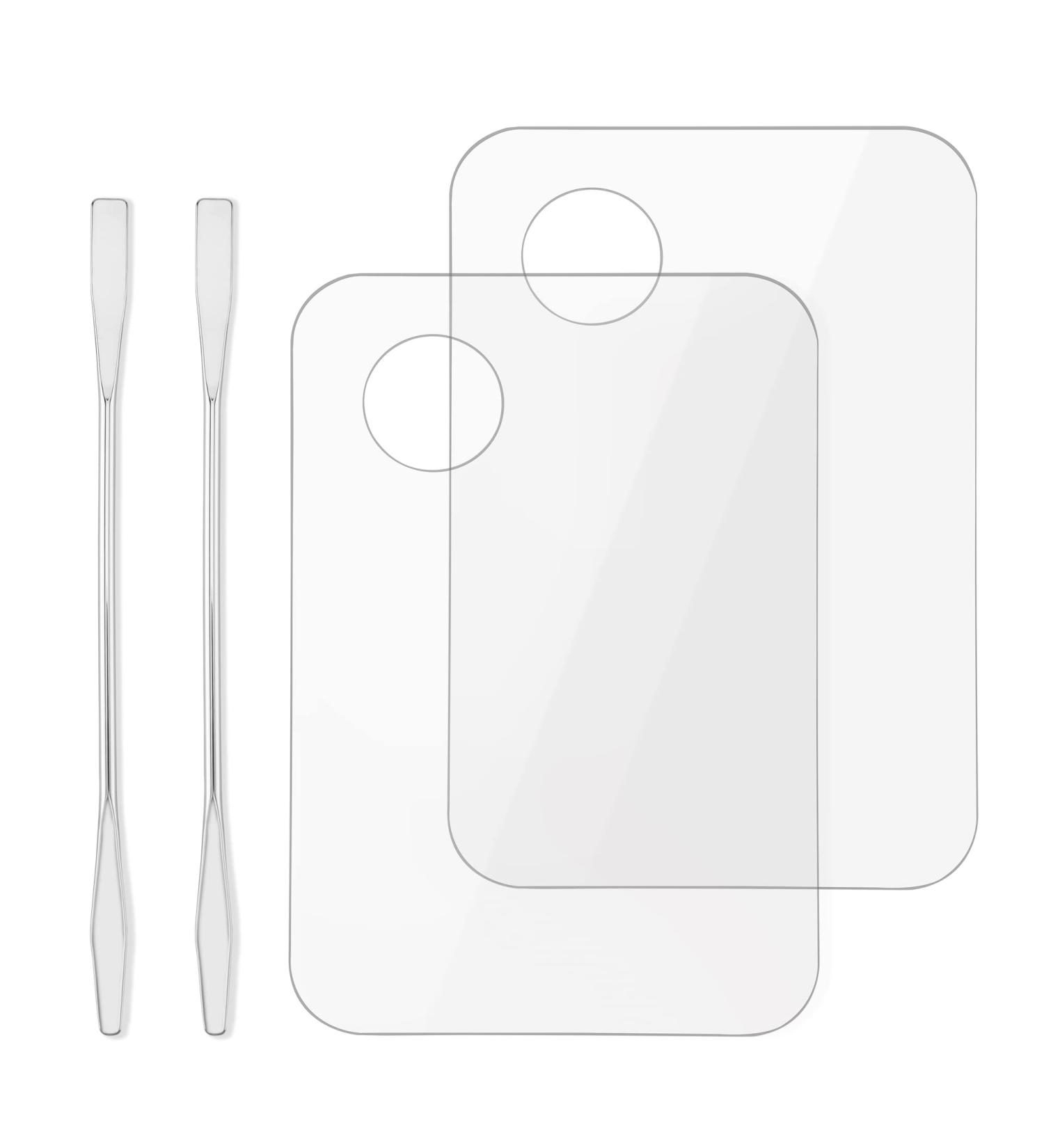 Acrylic Makeup Palette 2 Pack with Spatula and Mirror - for Nail Art & Beauty Salon - Transparent - Buy Online on GoSupps.com