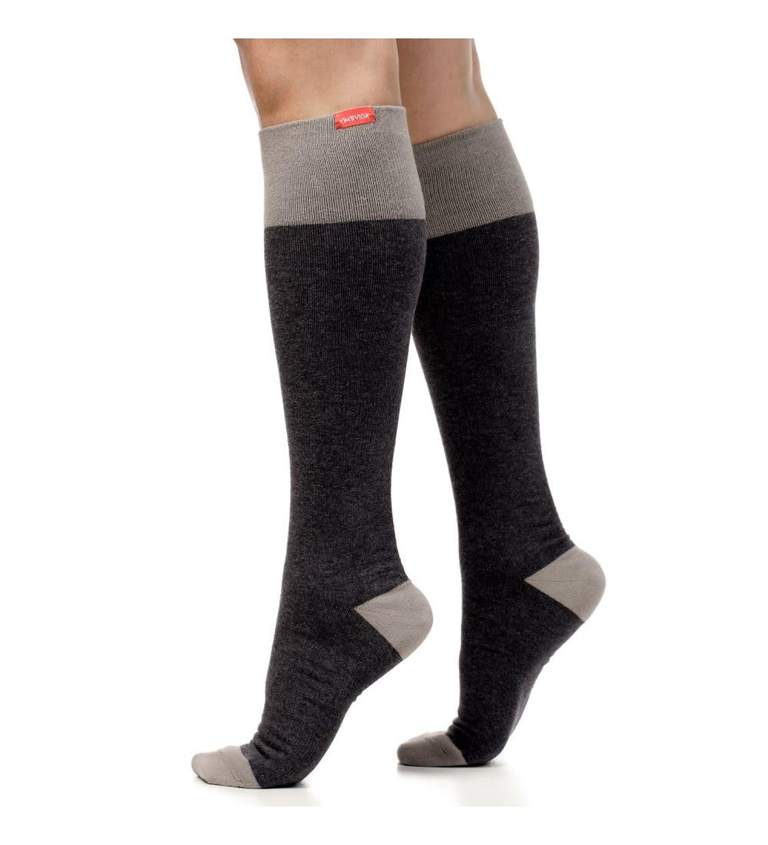 VIM & VIGR Cotton 30-40 mmHg Compression Socks for Men & Women - Dark & Light Grey Heathered Large/X-Large Wide Calf - Buy Online on GoSupps.com