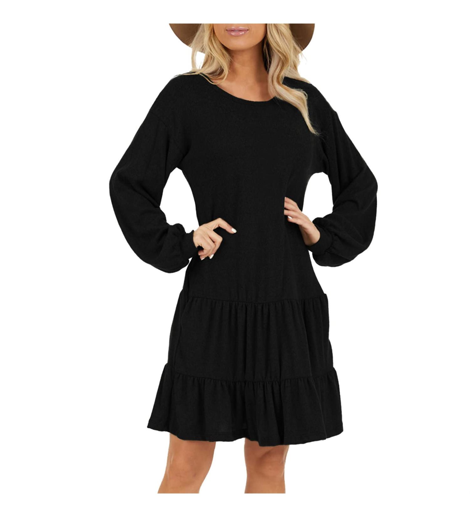 Women's Casual A-line T-Shirt Dress - Elegant Midilange Swing Beach Dress in Black | Perfect for Summer & Leisure - Insinetry XL - Buy Online on GoSupps.com