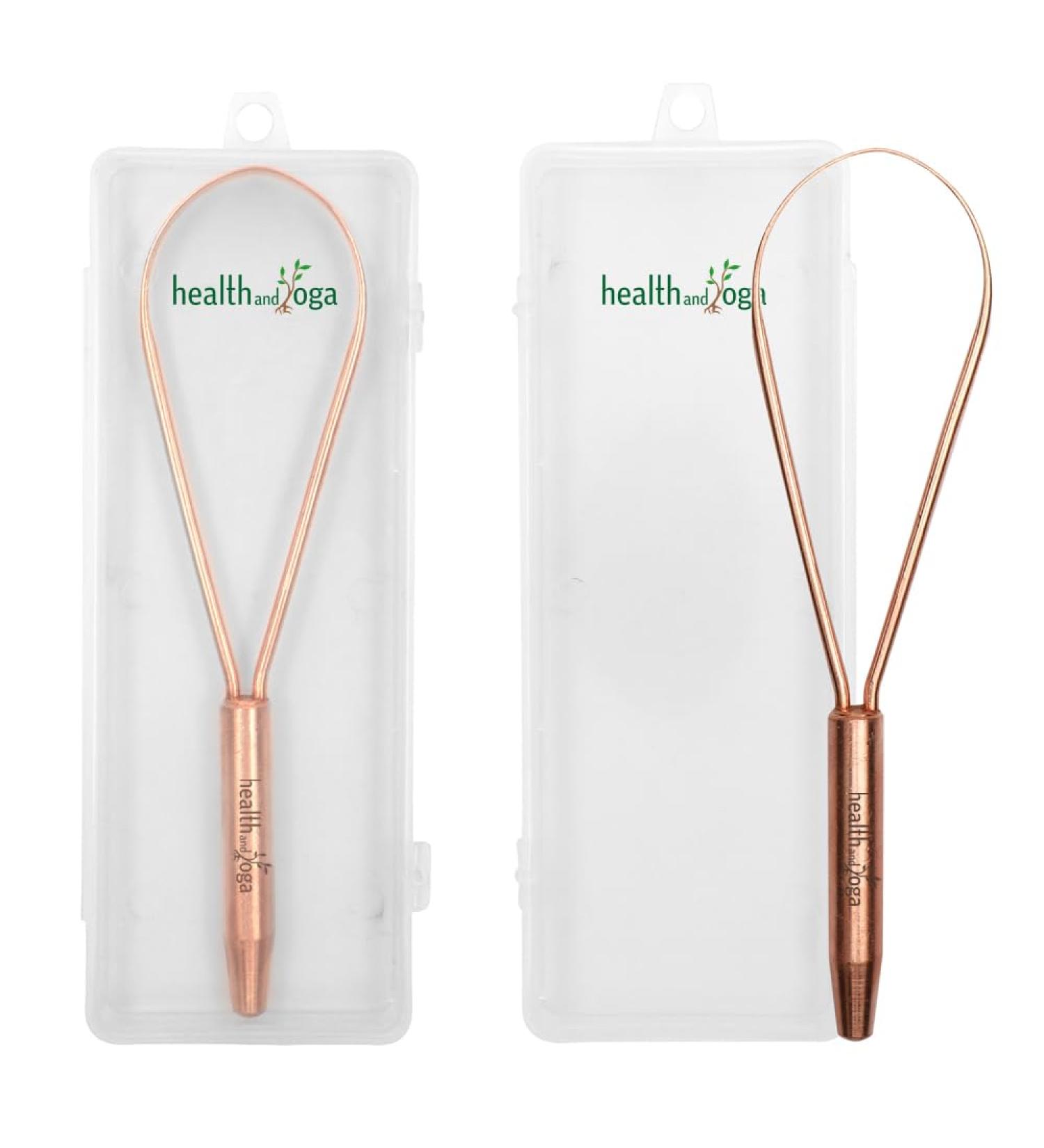 Qloop Copper Tongue Cleaner - Ayurvedic Oral Hygiene Tool for Fresh Breath - Single-Handed Operation & Larger Surface - Set of 2 - Buy Online on GoSupps.com