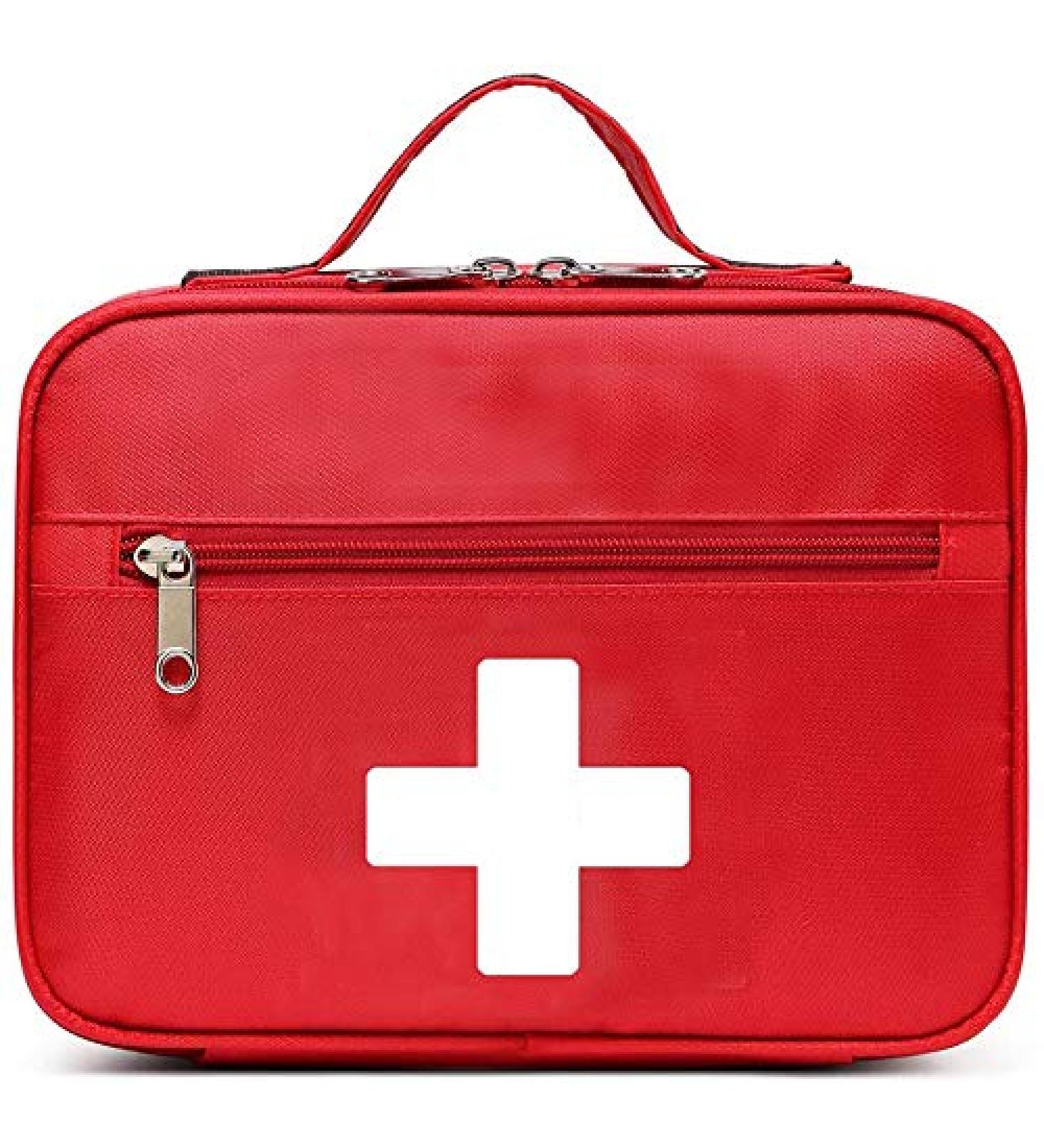 Empty First Aid Bag - Multi-Pocket Emergency Medical Kit for Home, School, Office, Car | Red Medium Size - Buy Online on GoSupps.com