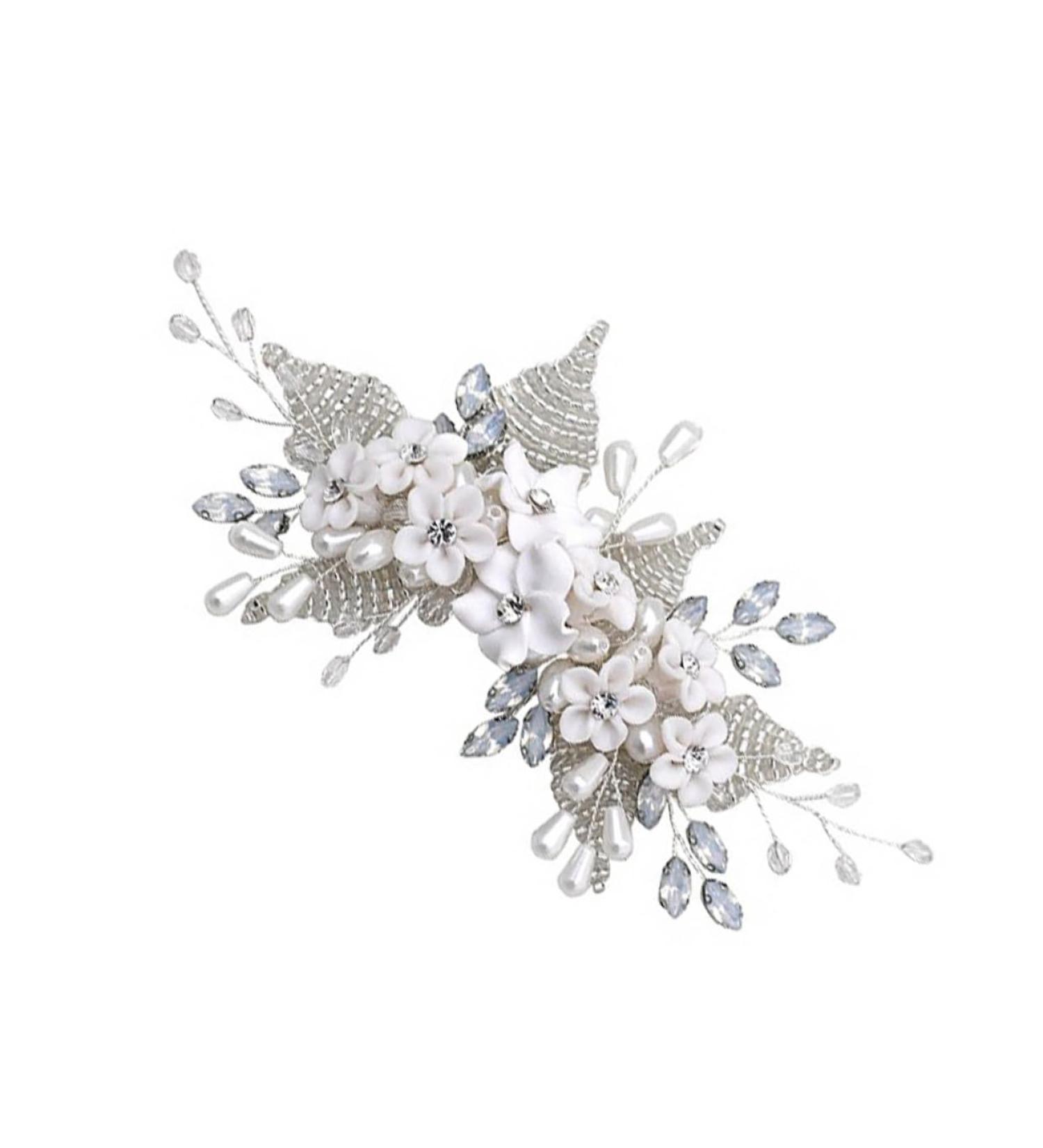DOITOOL 1pc Bridal Headwear Womens Hair Clips White Rhinestones Wedding Hair Comb Flower Hair Comb Bride Hair Clip Womens Hair Accessories Tiara Miss Crystal Pearl The Flowers Hairpin - Buy Online on GoSupps.com