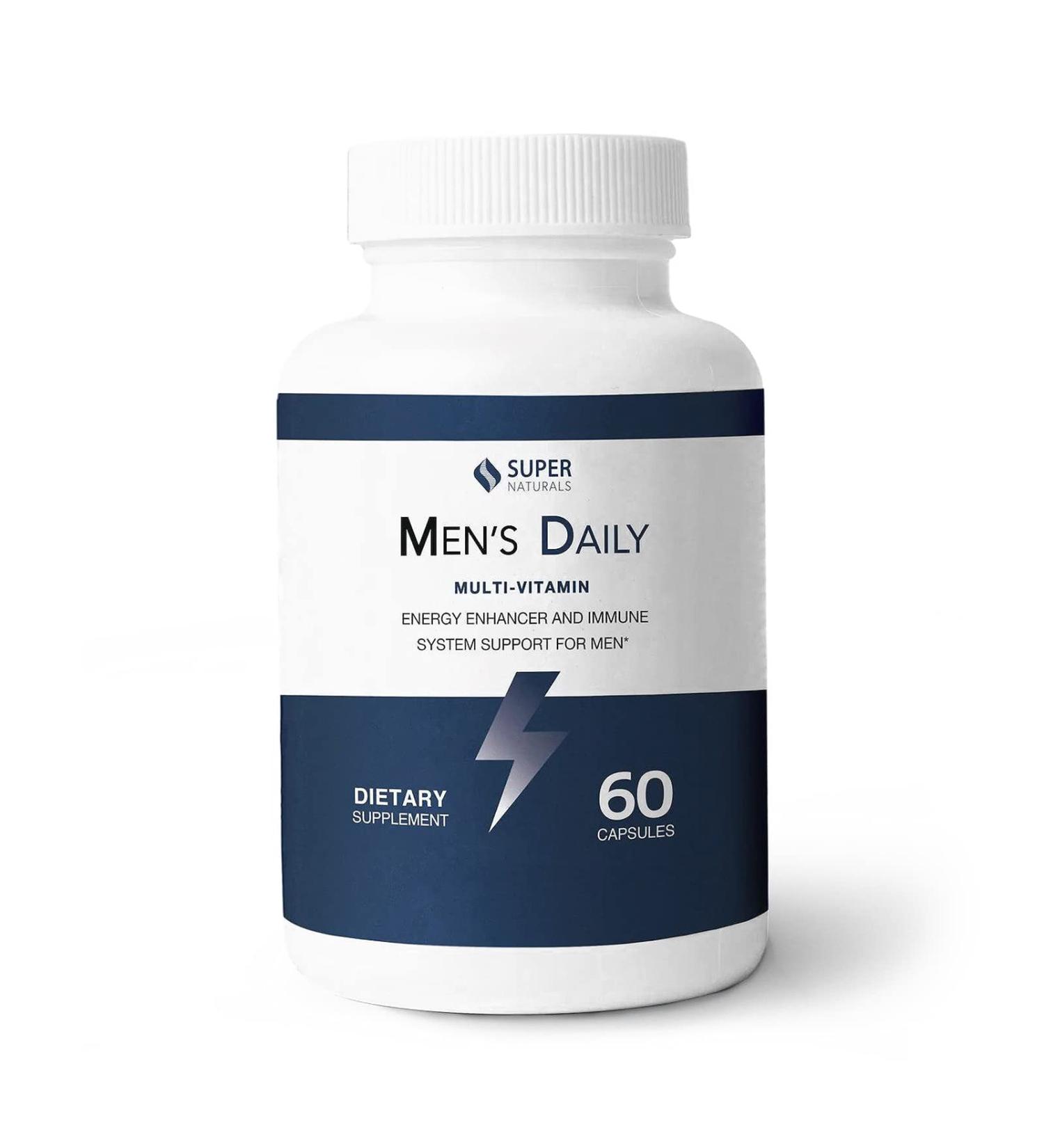Super Naturals Men's Daily Multivitamin Energy Enhancer and Immune System Support for Men (60 Capsules 30 Day Supply) - Buy Online on GoSupps.com