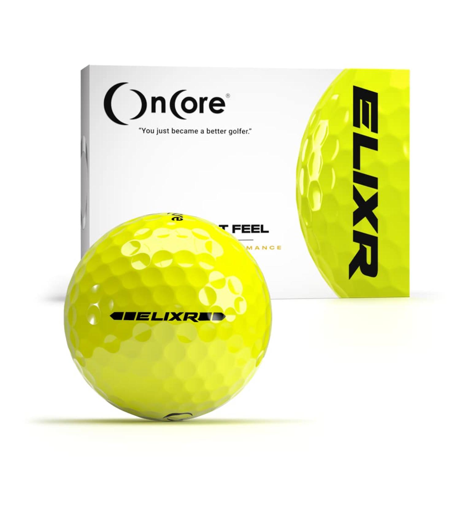 ONCORE GOLF ELIXR Tour Ball (2020) - Yellow | One Dozen High Performance Golf Balls - Buy Online on GoSupps.com