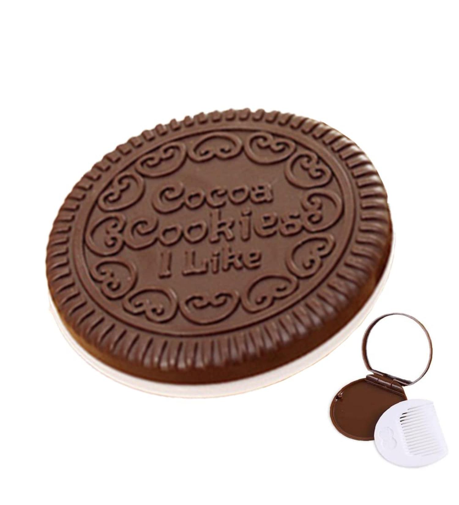 QUANXILXU Cute Cookie Shaped Pocket Makeup Mirror with Comb Set - Portable Mini Folding Compact Mirror for Girls and Women, Random Color - Travel and Home Use - Buy Online on GoSupps.com