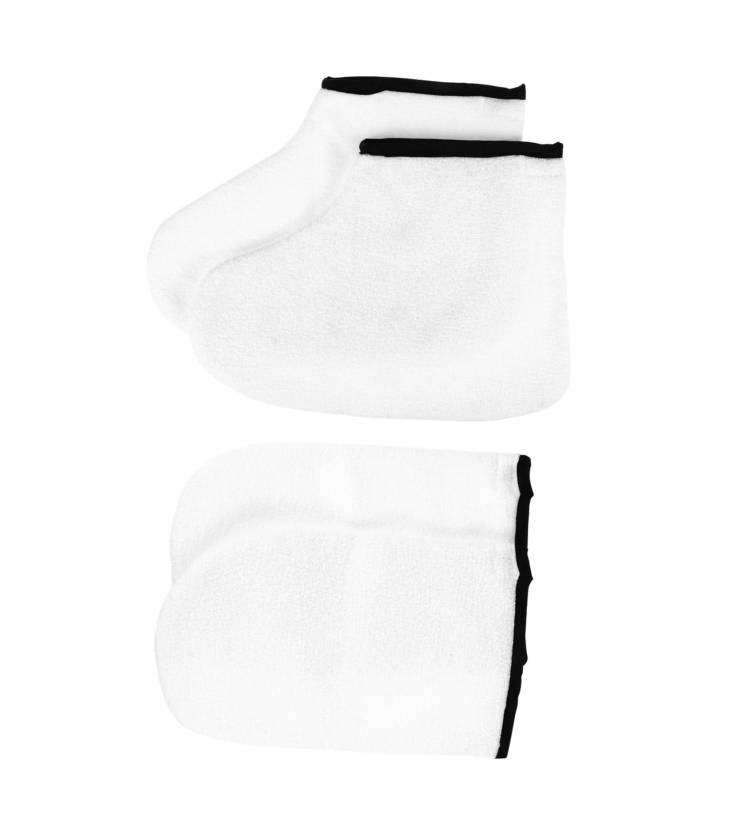 Beavorty 2 Pairs leather horn boots Wax Bath Hand Mitts remover socks Paraffin Wax Bath Gloves removal moisturizing spa socks polish peel white man Polyester lining lotion 16x25cm White - Buy Online on GoSupps.com