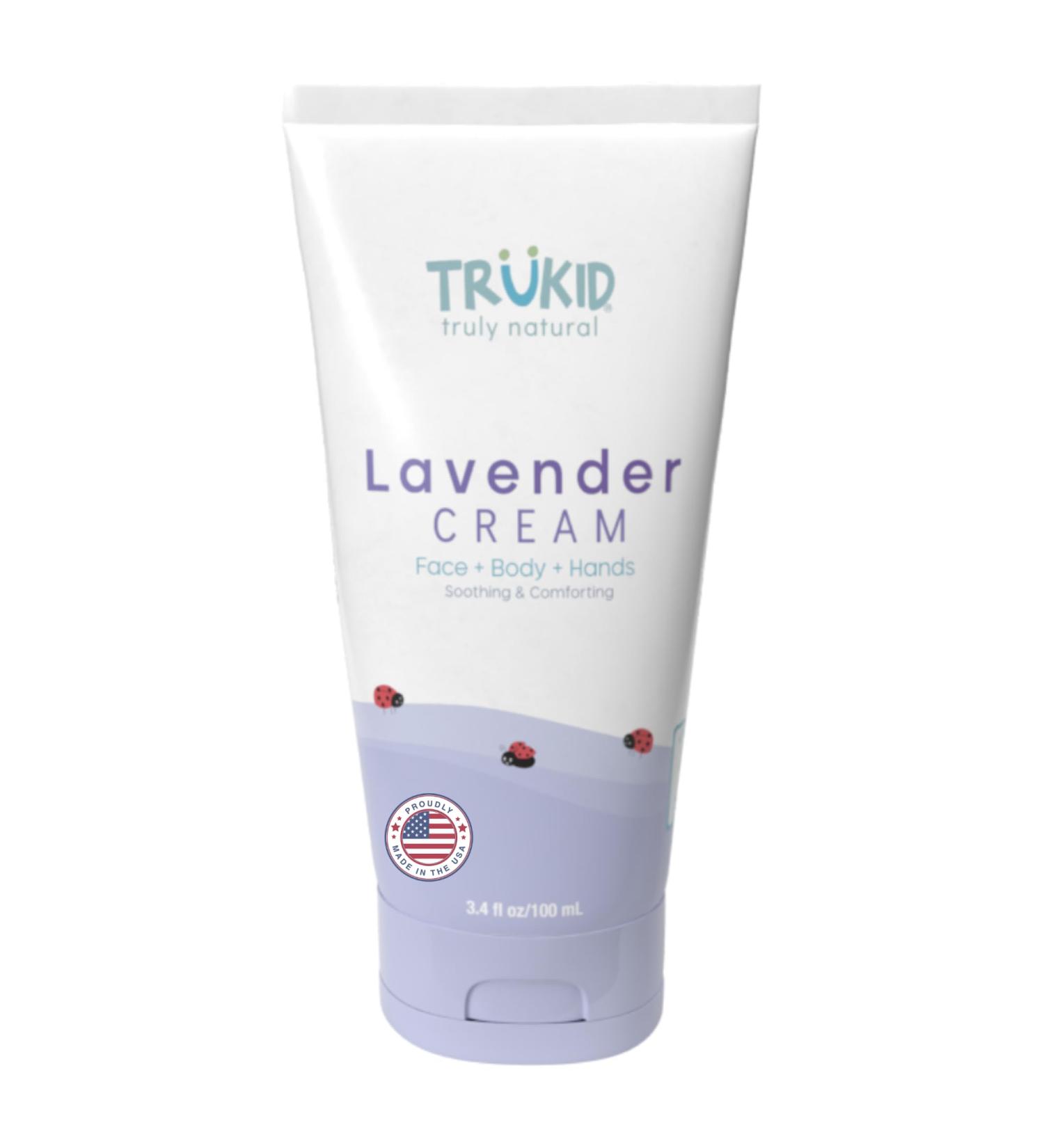 TruKid Lavender Skin Cream for Kids - Natural Hydrating Moisturizer with Shea Butter & Vitamin E - 3.4oz - Buy Online on GoSupps.com