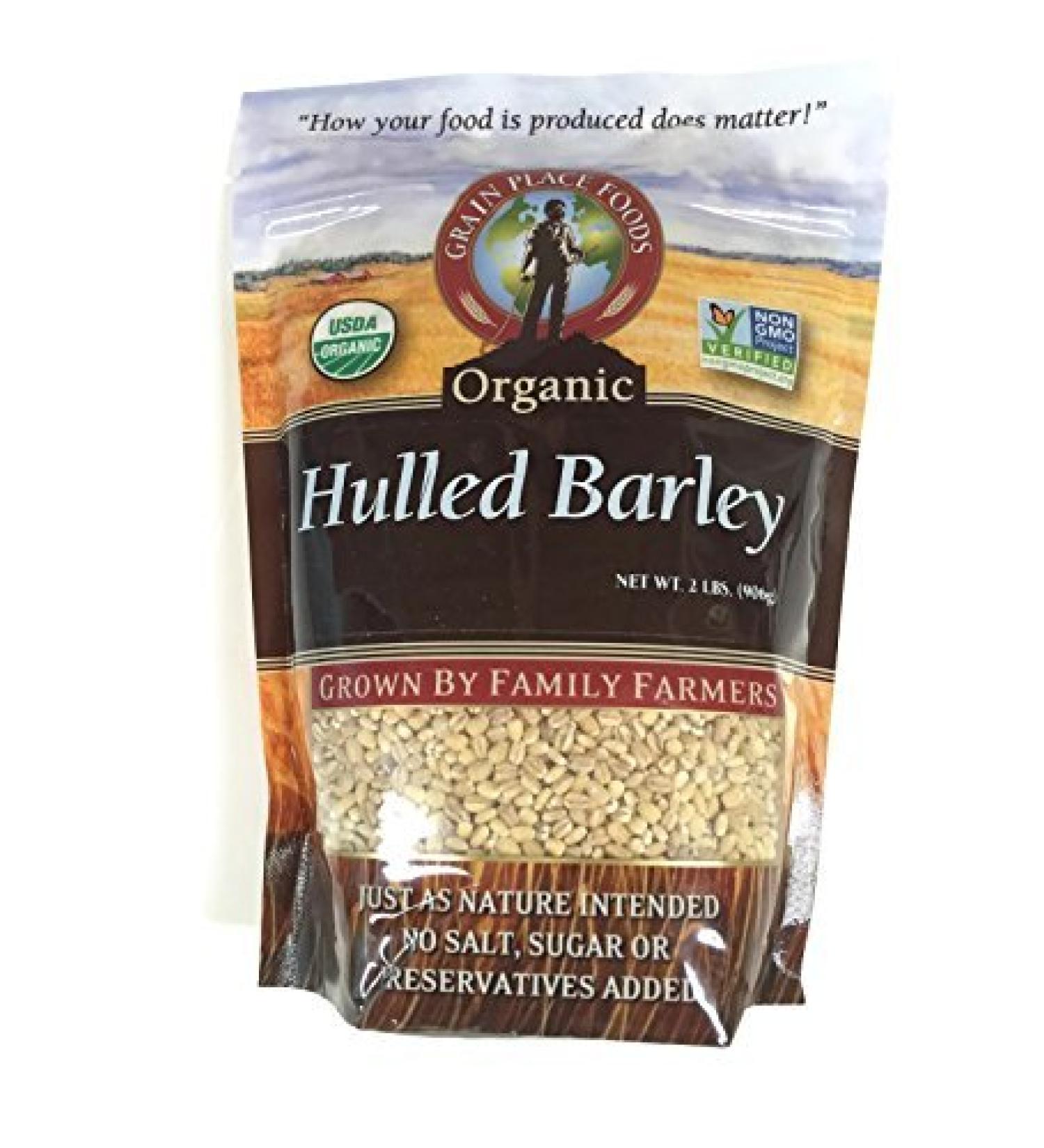 Grain Place Foods Non-GMO Organic Hulled Barley 2lb Bag-SET OF 2