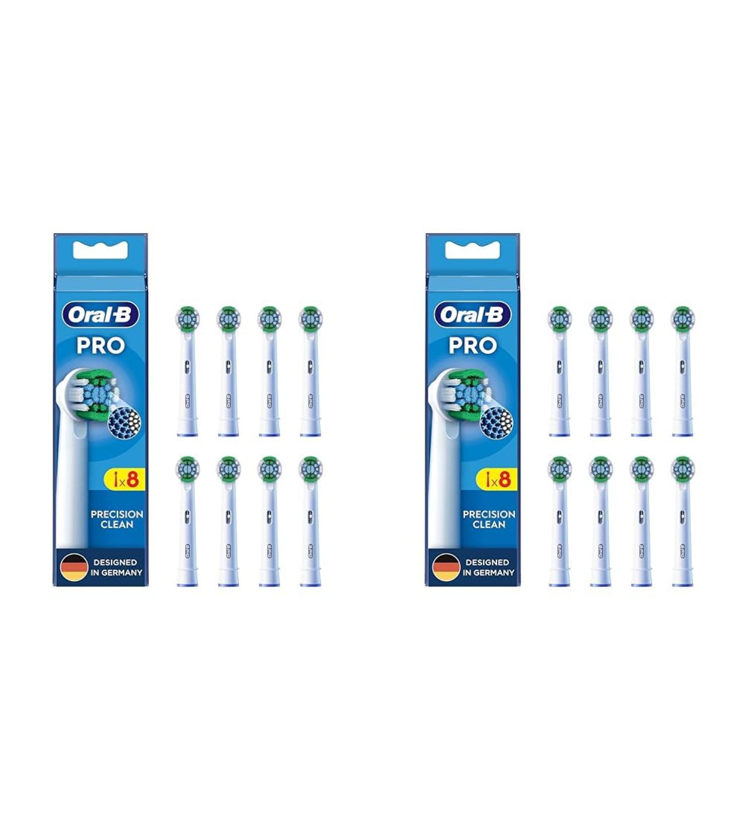 Oral-B Pro Precision Clean plug-in brushes for electrical toothbrush 8 pieces tooth cleaning with innovative x-shaped bristles original oral B toothbrush attachment designed in Germany 8 pieces (pack with 2)