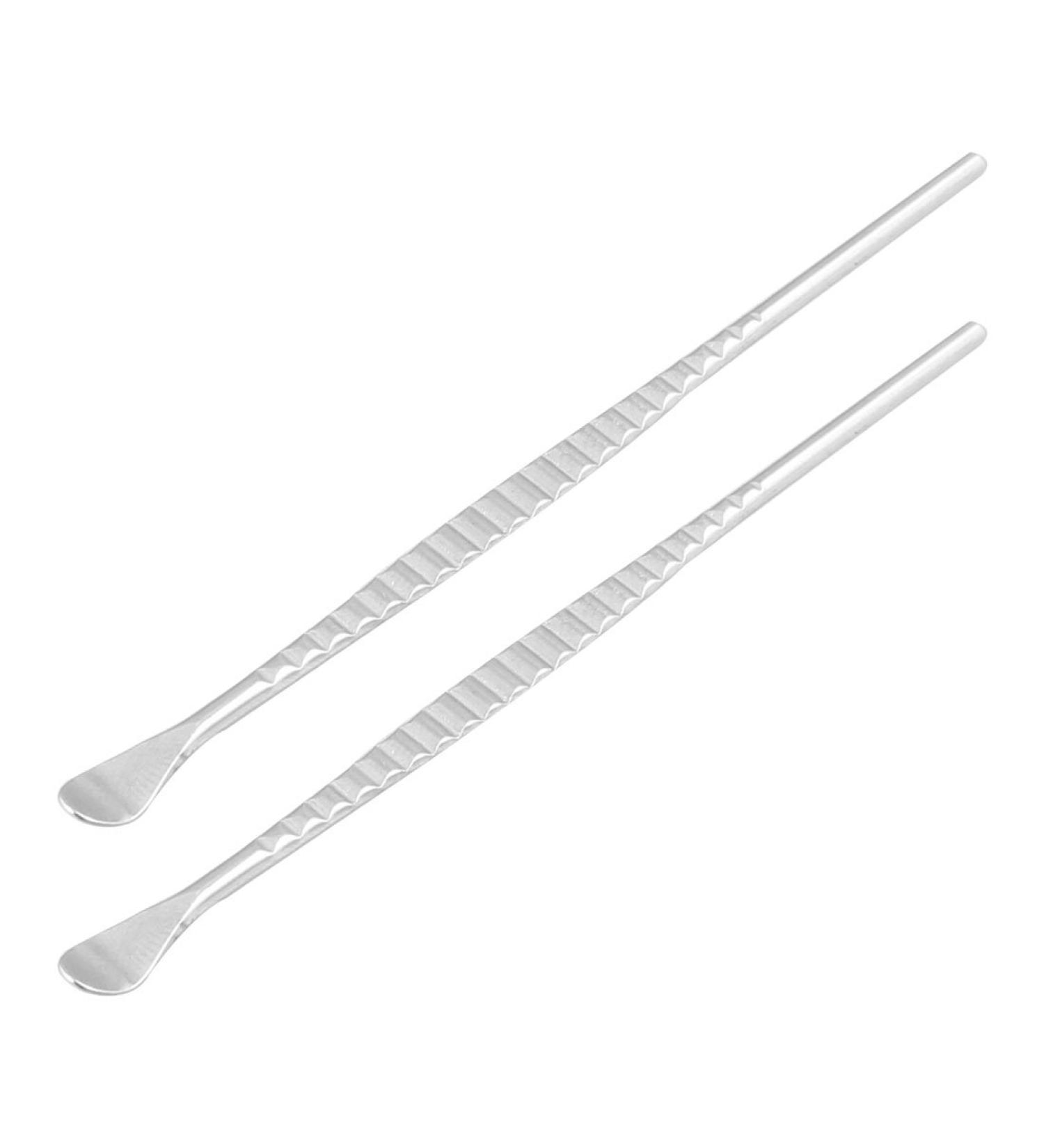 Qtqgoitem Good Performance Handle Silver Tone Metal Earpick Curette Ear Wax Remover 2 Pcs (Model: fbb 2cc fa2 722 374)