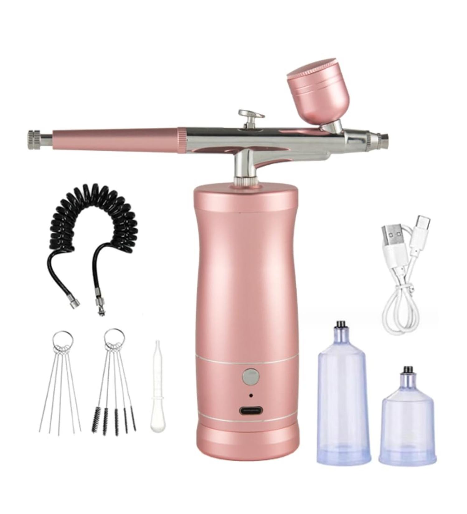 dinio Airbrush Kit Handheld Rechargeable Airbrush Compressor Airbrush Set Portable for Nail Art Barber Makeup Cake Easy Install Pink - Buy Online on GoSupps.com
