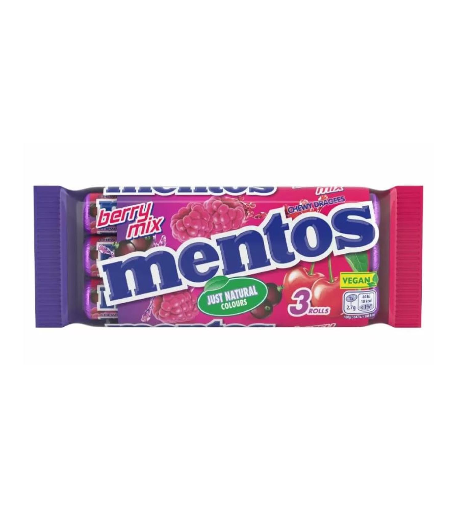 Ellies Jellies Mentos Chewy Dragees Berry Mix 3 Pack Multipack 114g x15