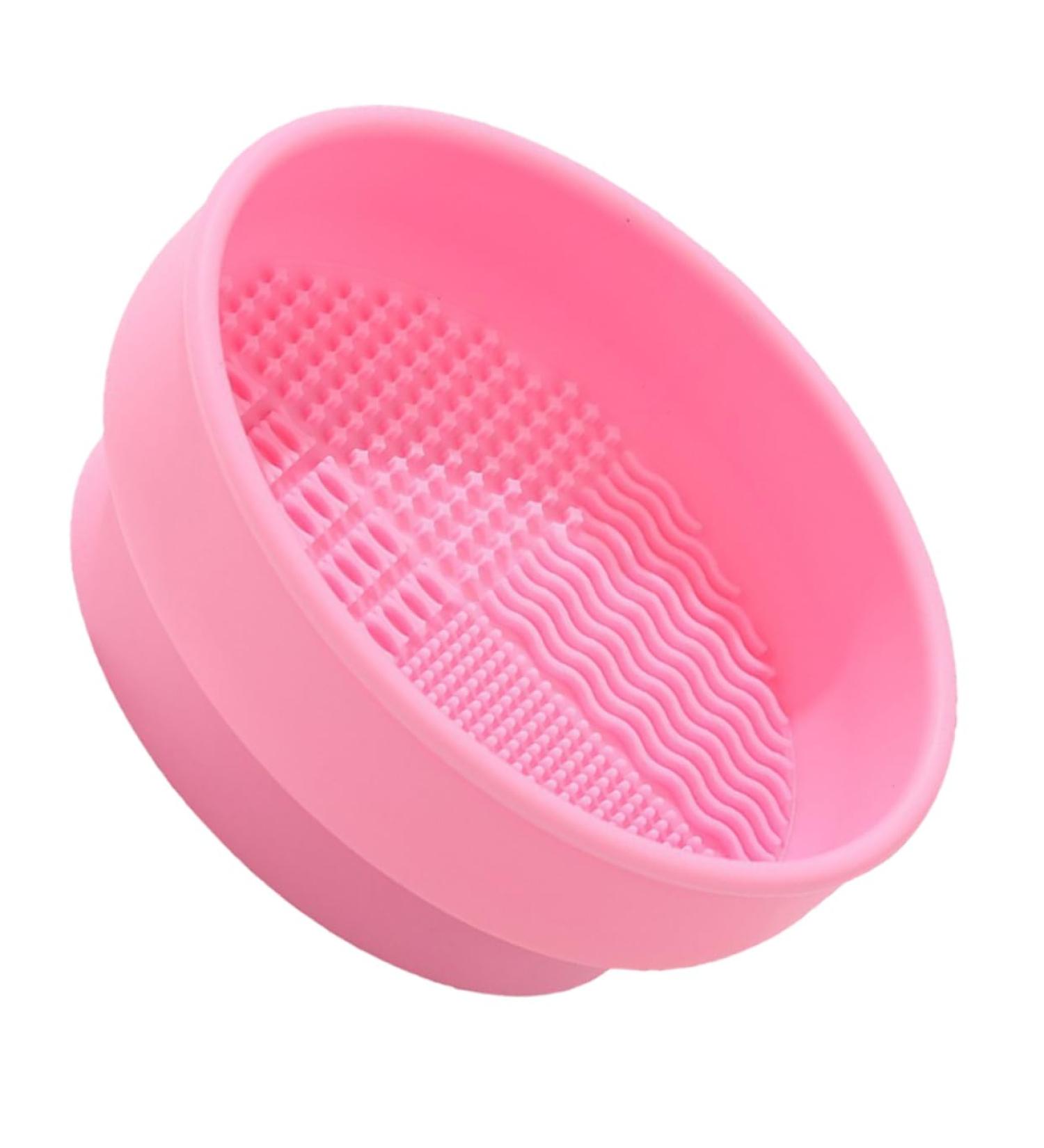 Housoutil Makeup Brush Cleaning Cup Makeup Brush Cleaners Make up Sponge Cleaner Makeup Brush Cleaning Pads Make up Brush Cleaner Cleaning Bowl Silica Gel Powder Puff Pink - Buy Online on GoSupps.com