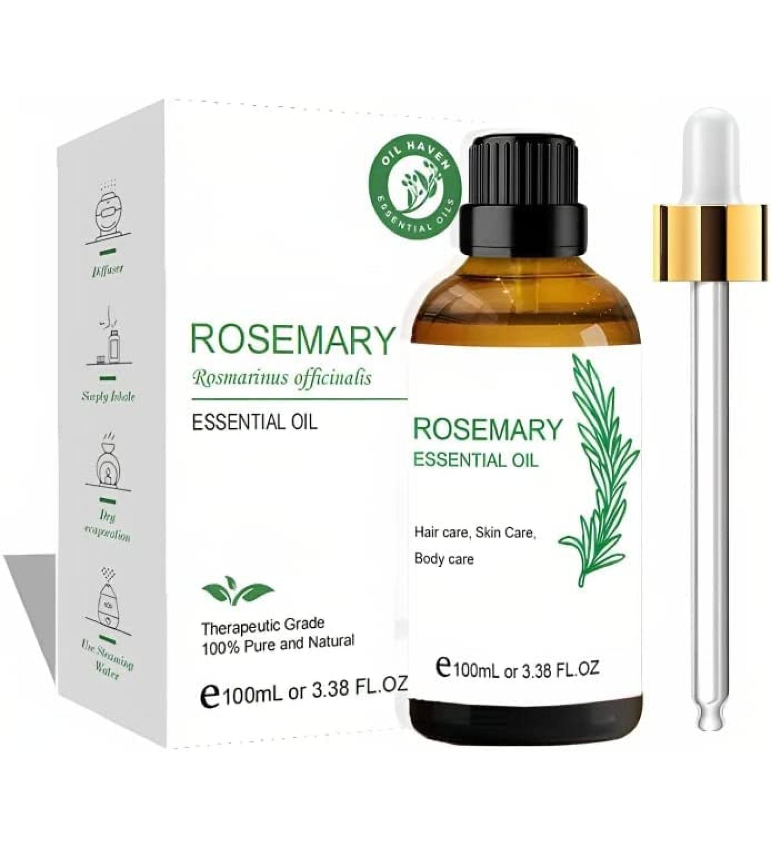 Oil Haven Rosemary Oil - 100ML Pure and Natural Premium Quality Oil for Hair Growth, Strengthening, and Dandruff Prevention - Organic Therapeutic Grade - Buy Online on GoSupps.com