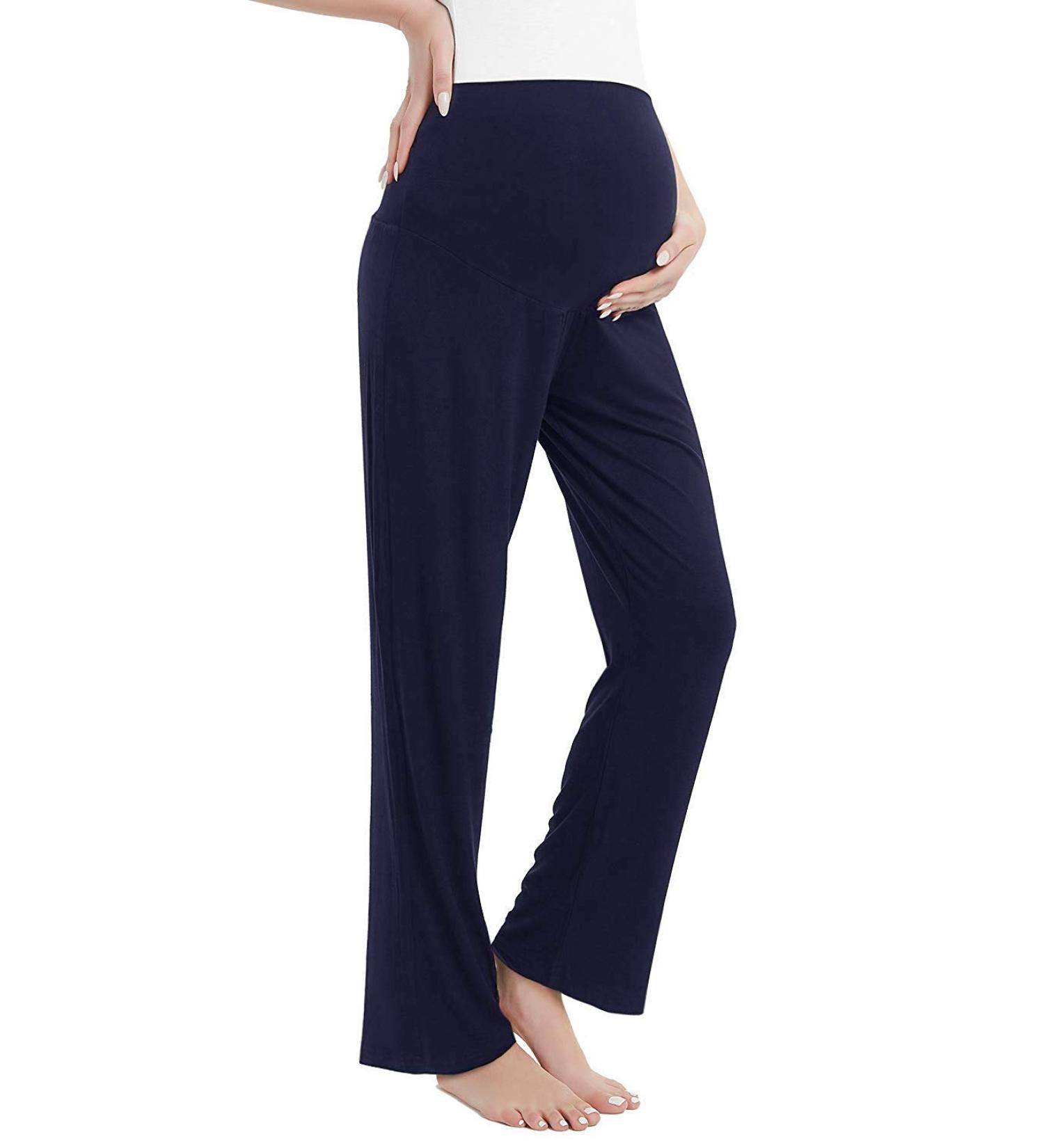 Amorbella Maternity Yoga Pants - Navy, Over Belly, Long Lounge/Pajama Sweatpants - Buy Online on GoSupps.com