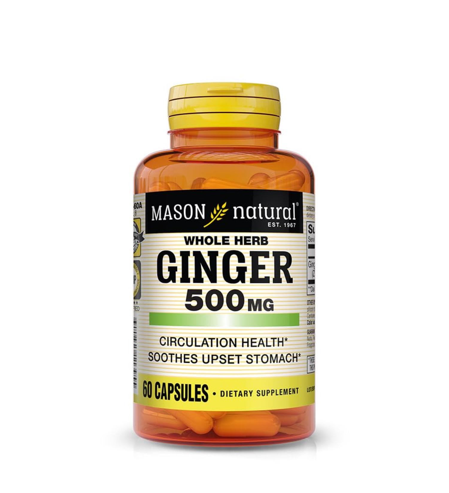 Mason Natural Ginger 500 Mg Premium Herbal Supplement Capsules - 60 Ea - Buy Online on GoSupps.com