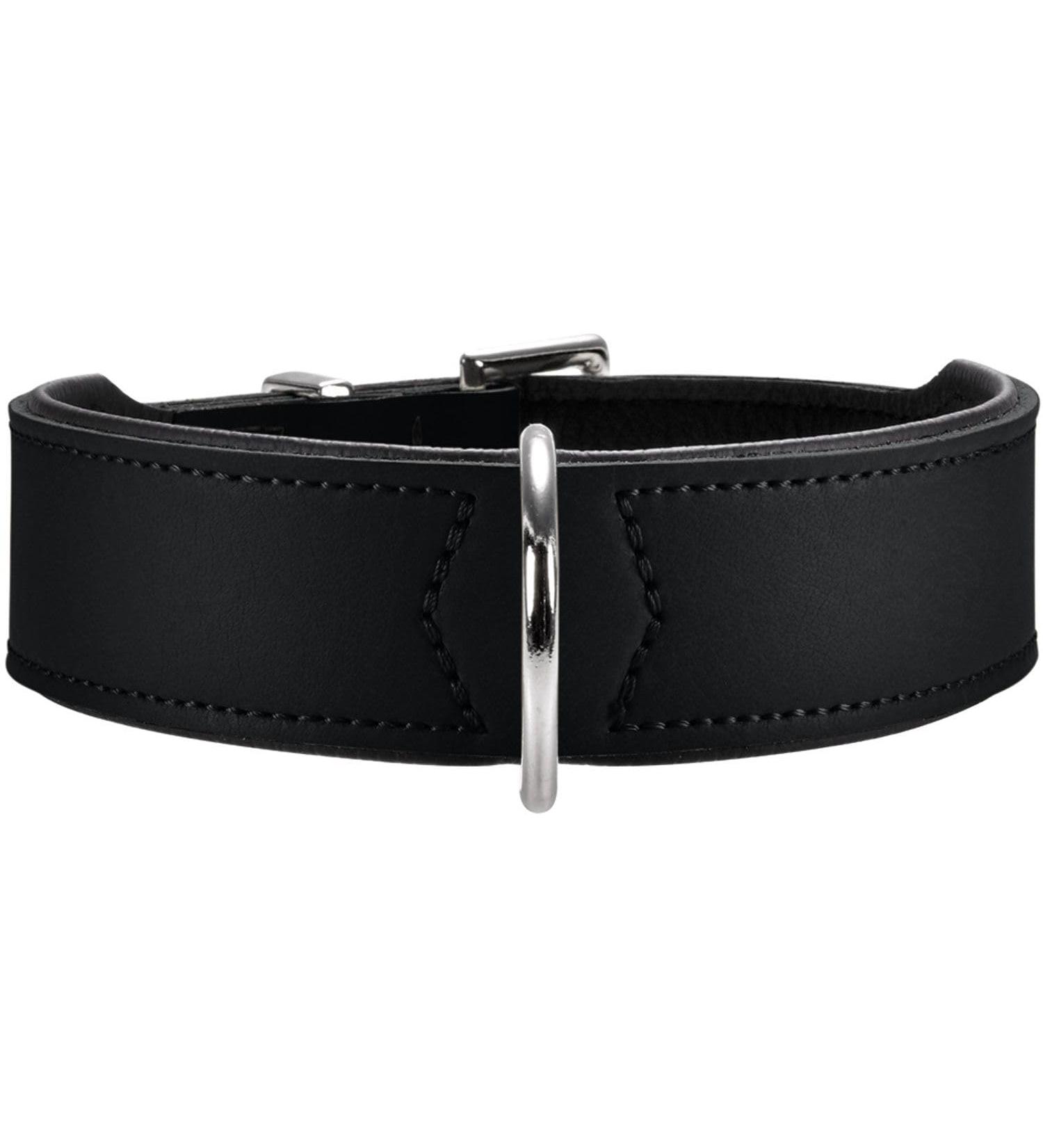 Hunter Basic Dog Collar - Coated Gap Leather Weather-Resistant Robust & Simple Design for Small-Medium Dogs - Black 50 (S-M) - International Shipping Available - Buy Online on GoSupps.com