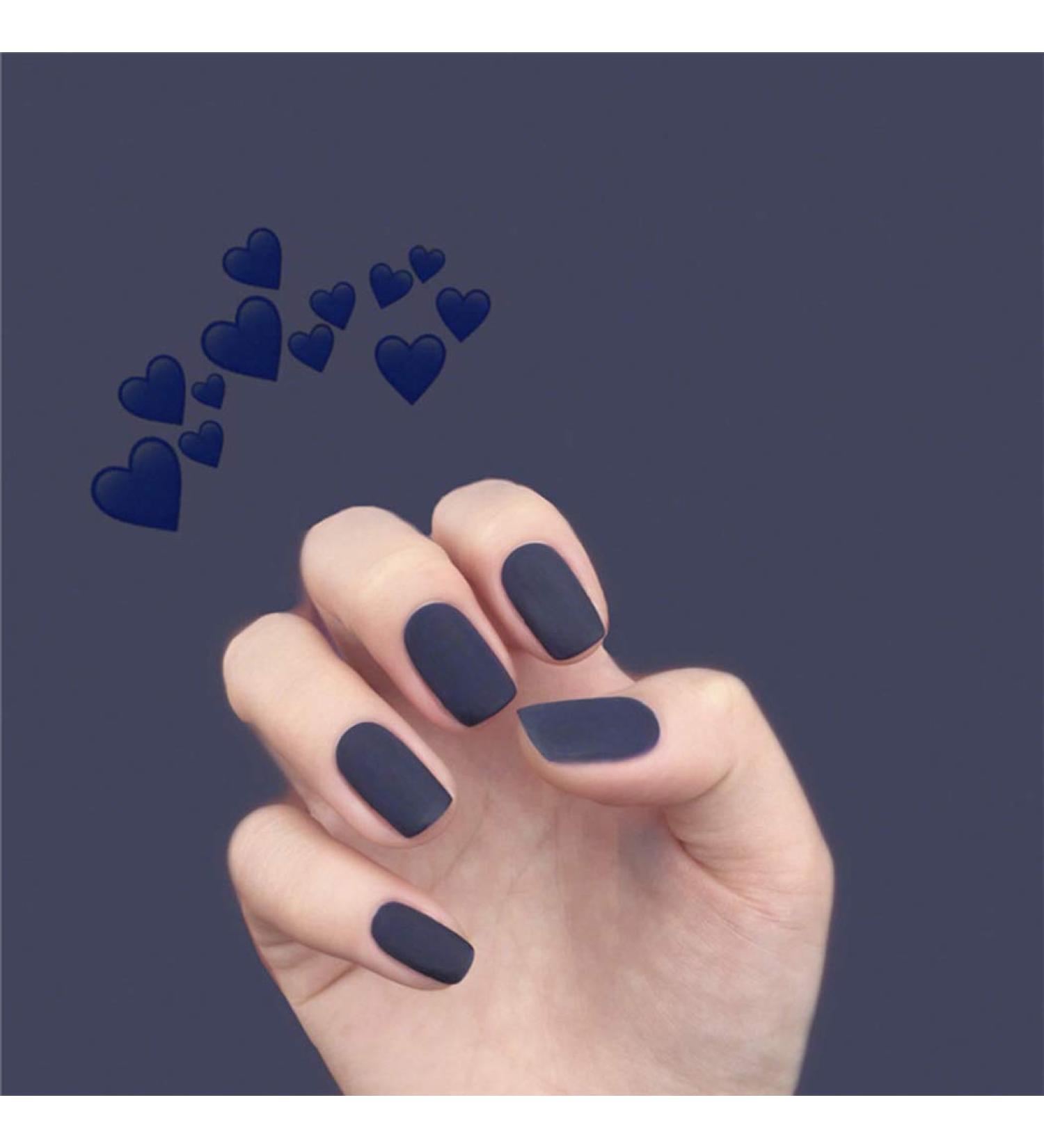 24Pcs Matte Press on Nails Purple Long Fake Nails Square Artificial Full Cover False Nails for Women and Girls (Dark Blue) Dark Blue Purple