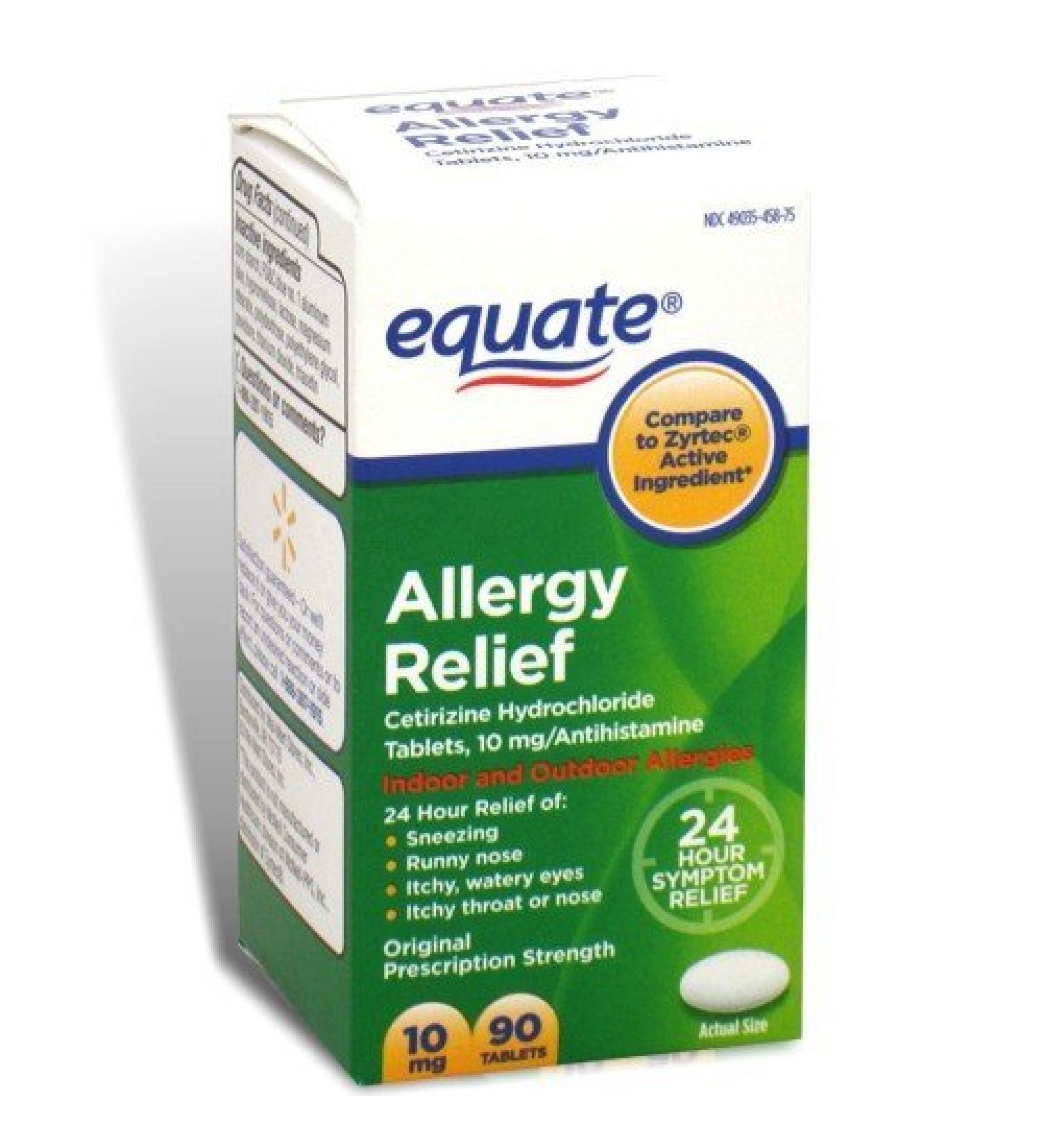 Equate - Allergy Cetirizine 10 Mg Tablets (compare To Zyrtec) 90-Count