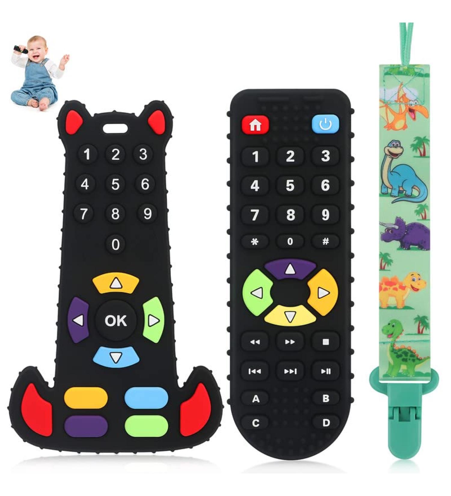 MTYLUIG Silicone Baby Teething Toys 2 Pack - Remote Control Shape Baby Teethers for 3-12 Months - Black (2pcs) - Buy Online on GoSupps.com